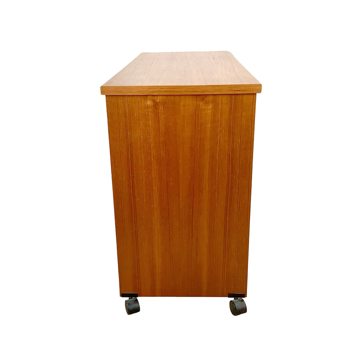 Vintage Mid-Century Modern Teak Rolling Desk and Console Table
