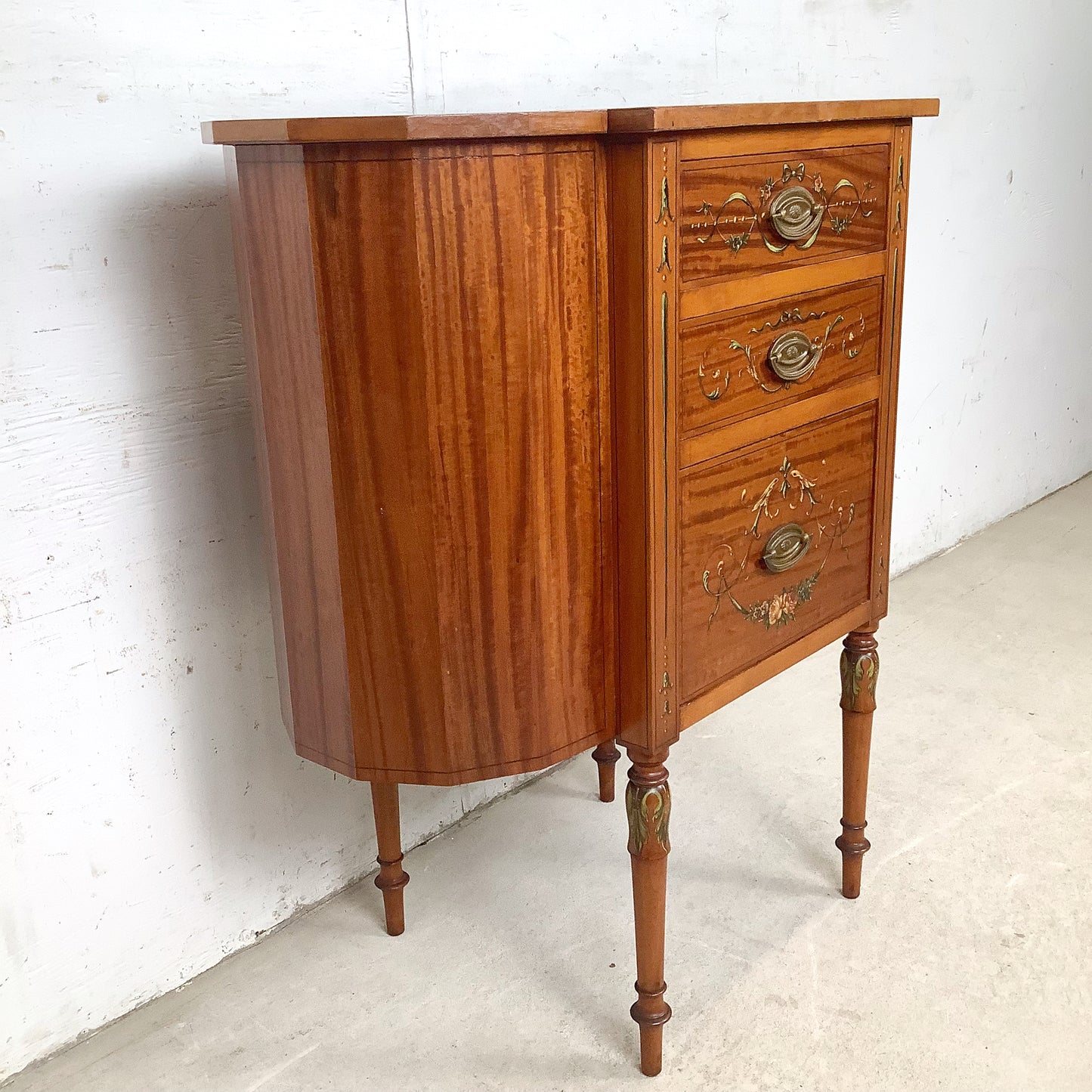 American Adam Revival Satinwood Martha Washington Sewing Cabinet | Aimone Mfg. Co., New York | circa 1900–1919