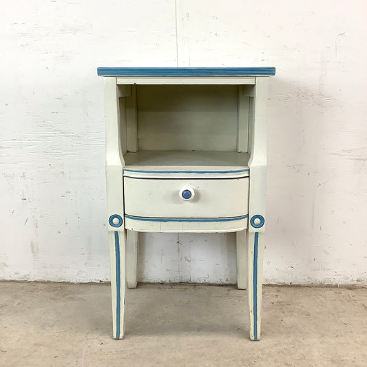 Vintage Neoclassical Nightstand with Drawer
