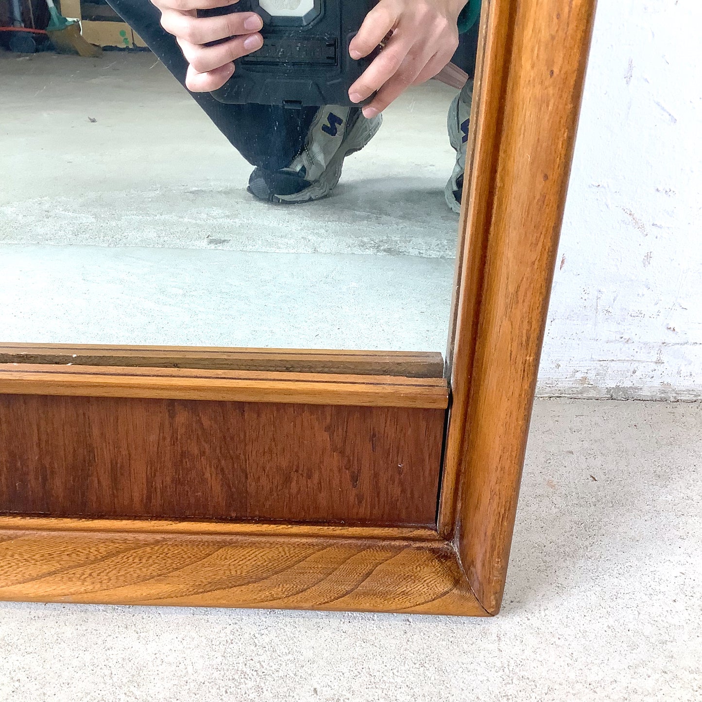 Large Mid-Century American Walnut & Pecan Mirror