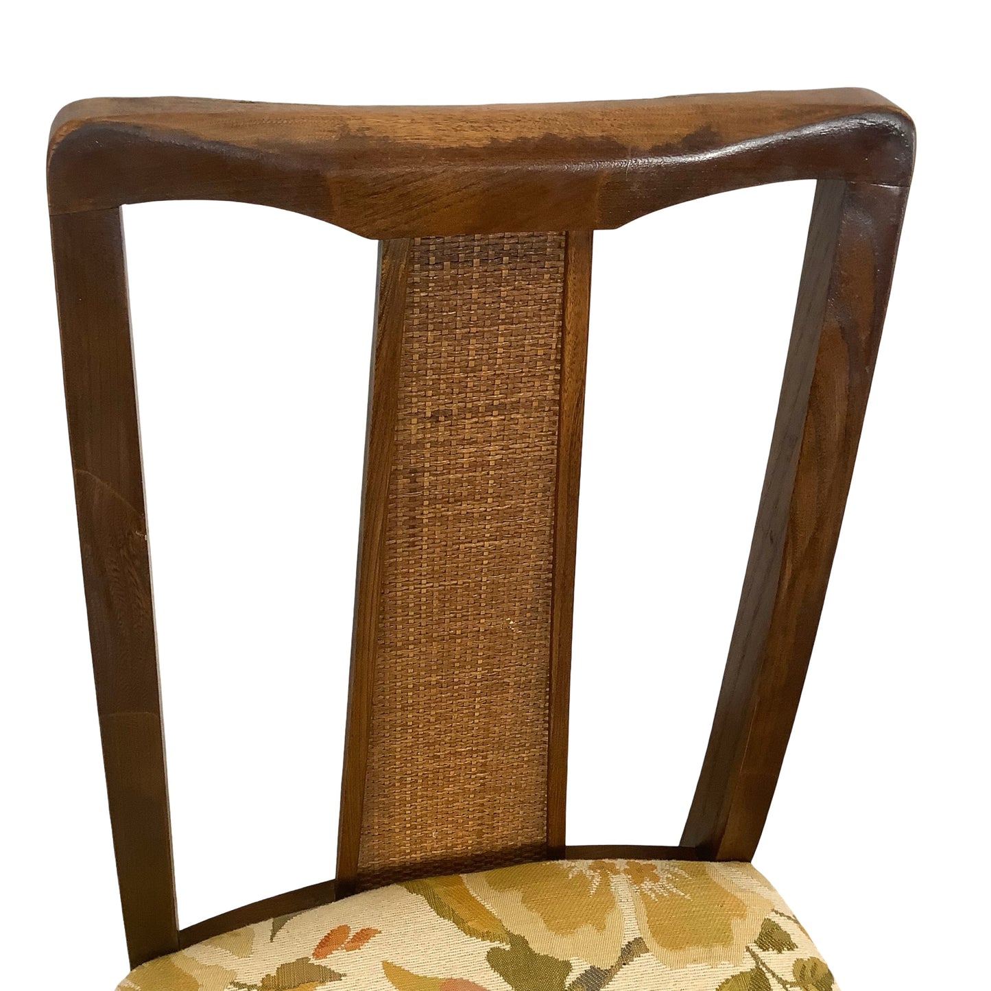 Vintage Mid-Century Modern Walnut & Cane Dining Chairs - Set of 6