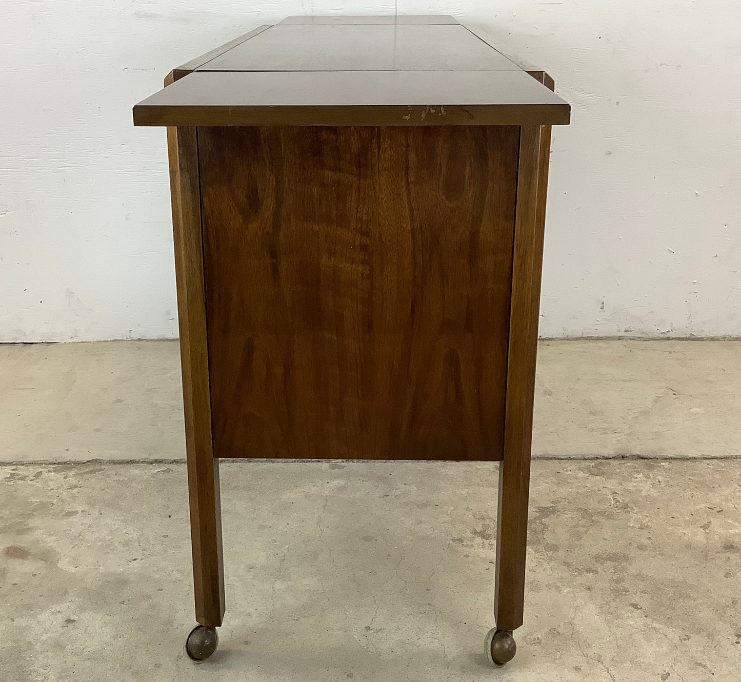 Mid-Century Modern Walnut Bar Cart With Leaves