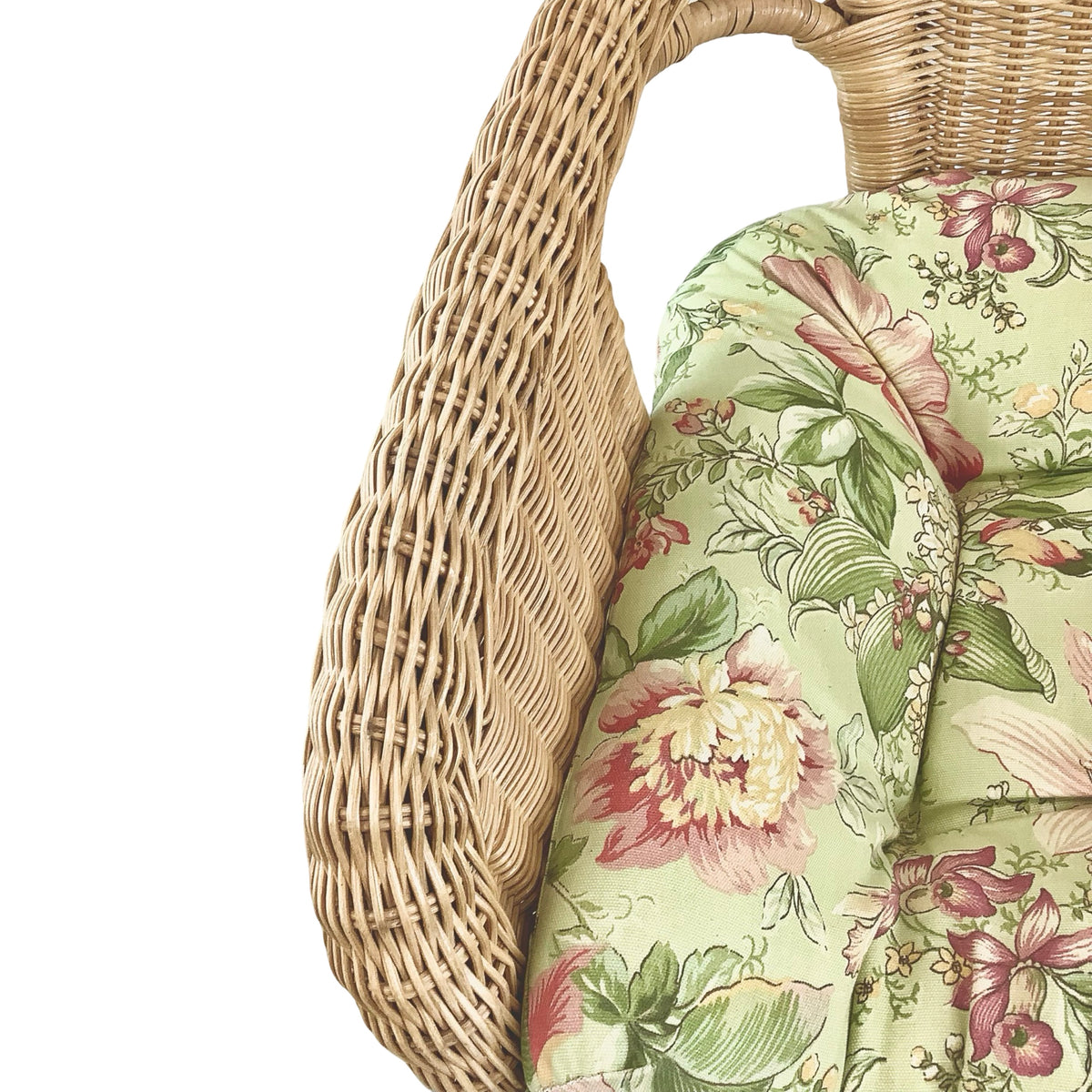Vintage High-Back Woven Wicker Armchair