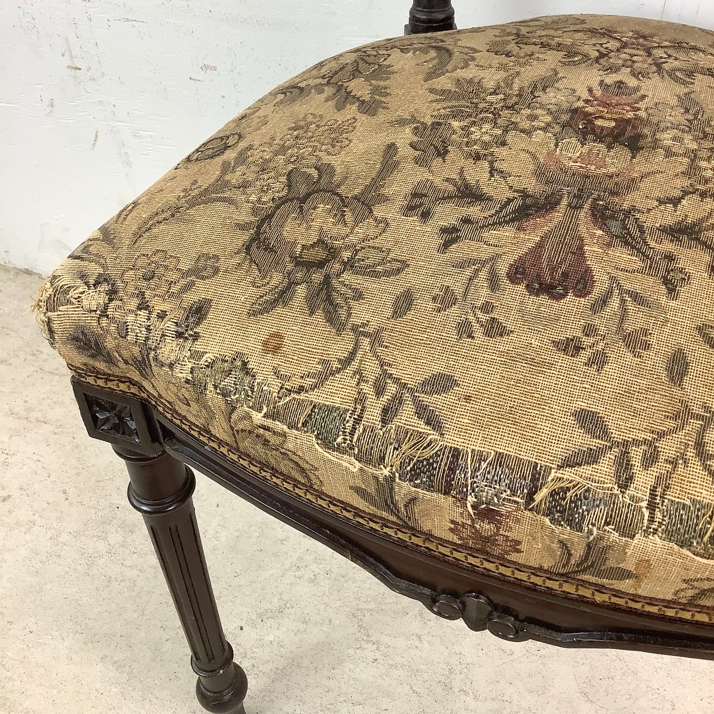Graceful Napoleon III Style Side Chair with Floral Upholstery