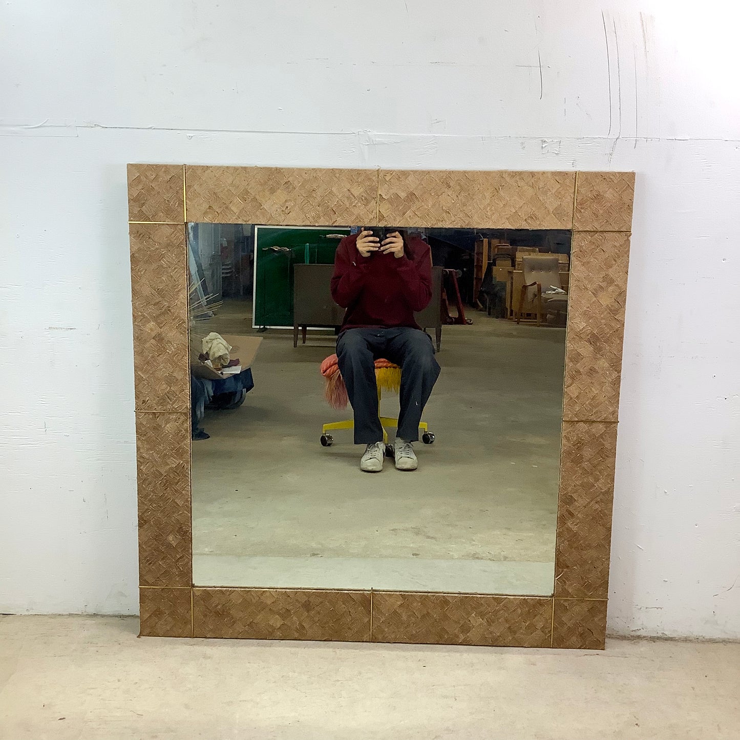 Large Vintage Square Wall Mirror