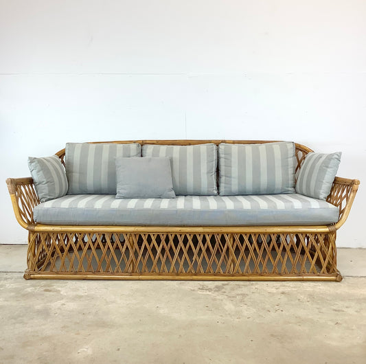 Vintage Boho Coastal Split Reed Sofa