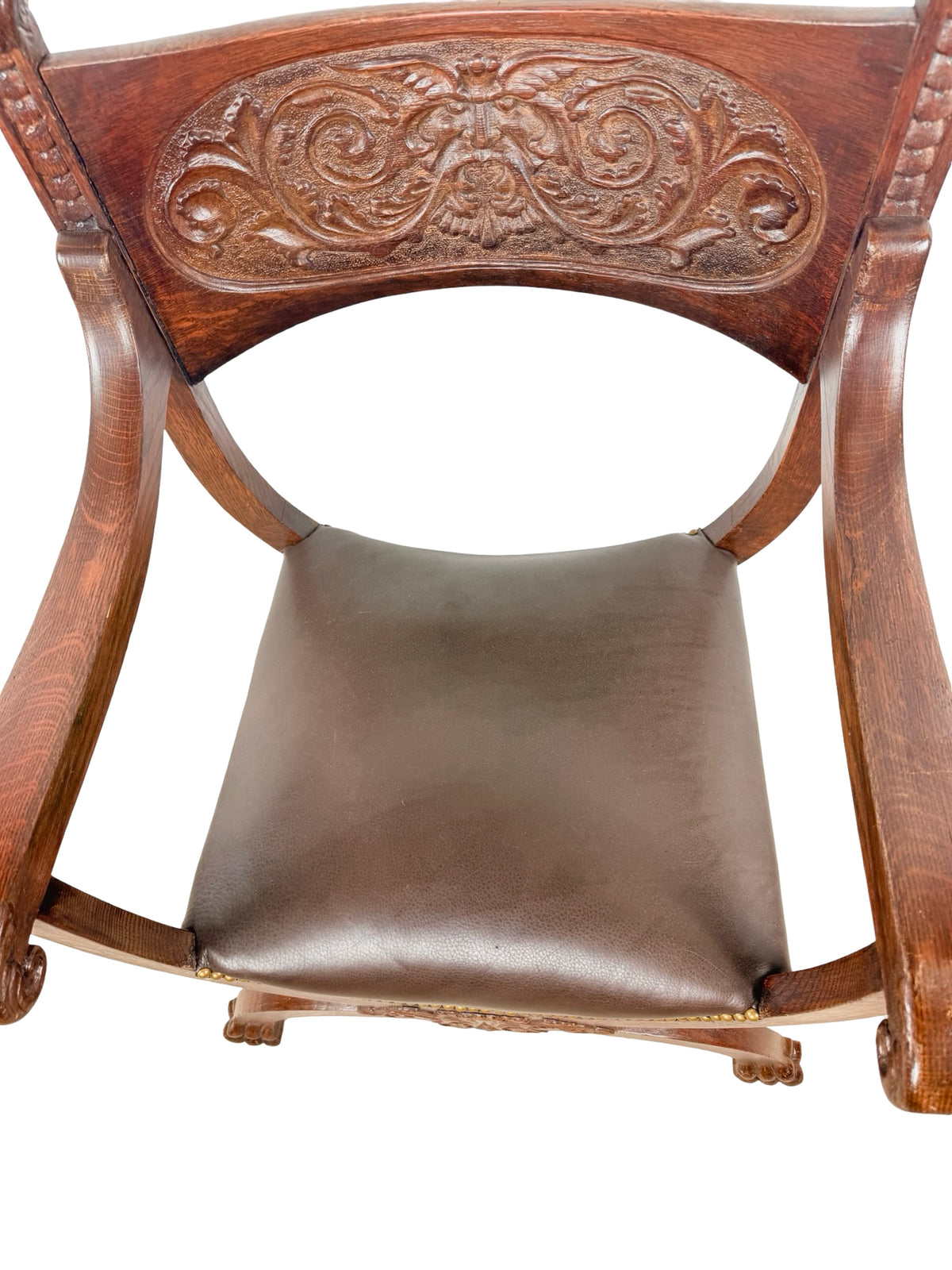 Vintage Renaissance Revival Savonarola X-Frame Accent Chair