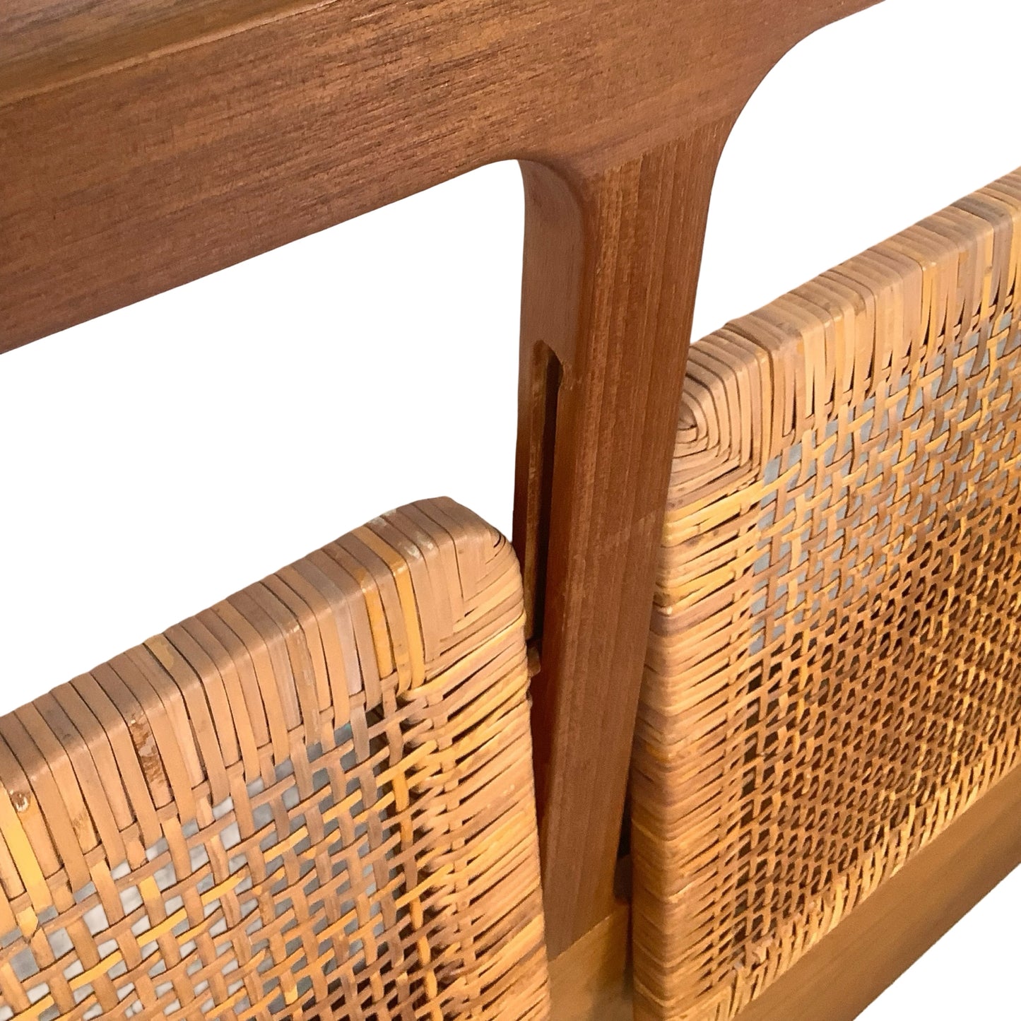 VintageModern Scandinavian Style Teak & Cane Full Headboard
