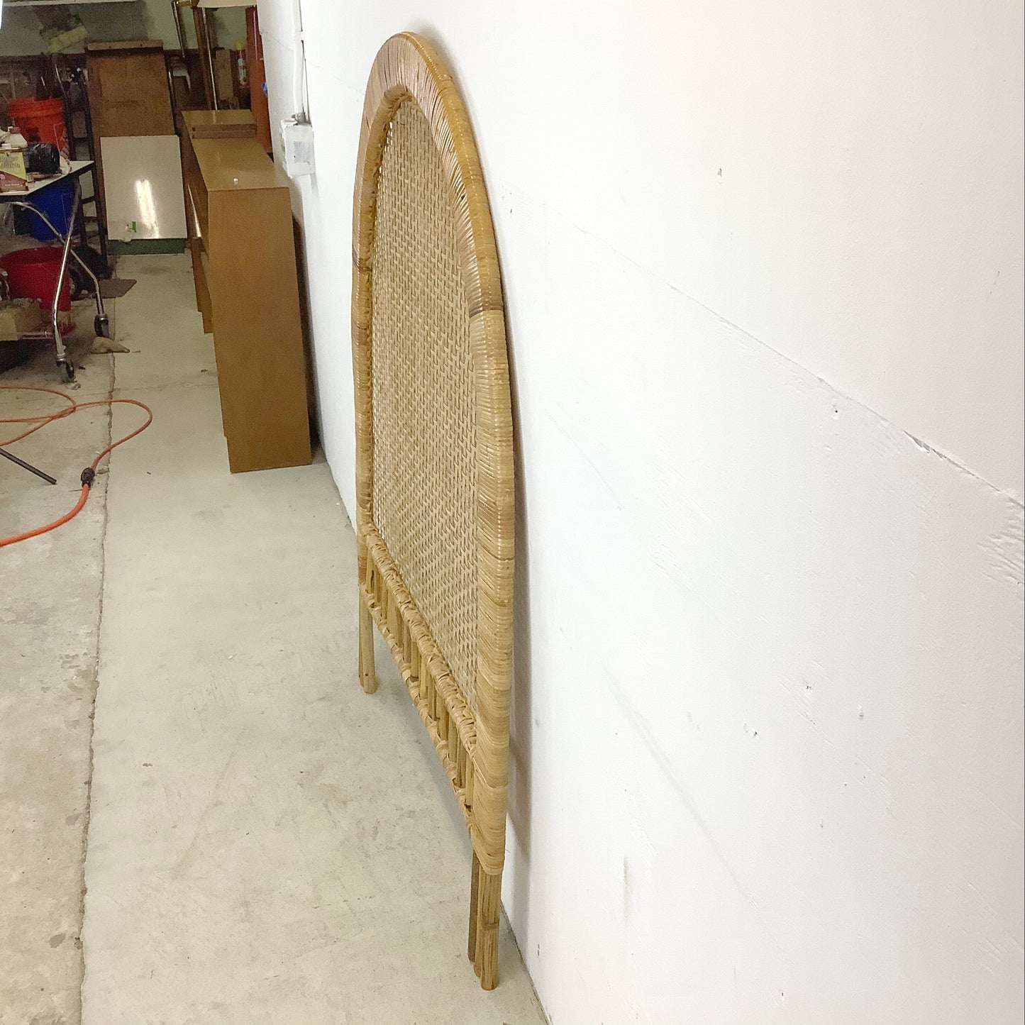 Vintage Coastal Arch Rattan Headboard- Twin