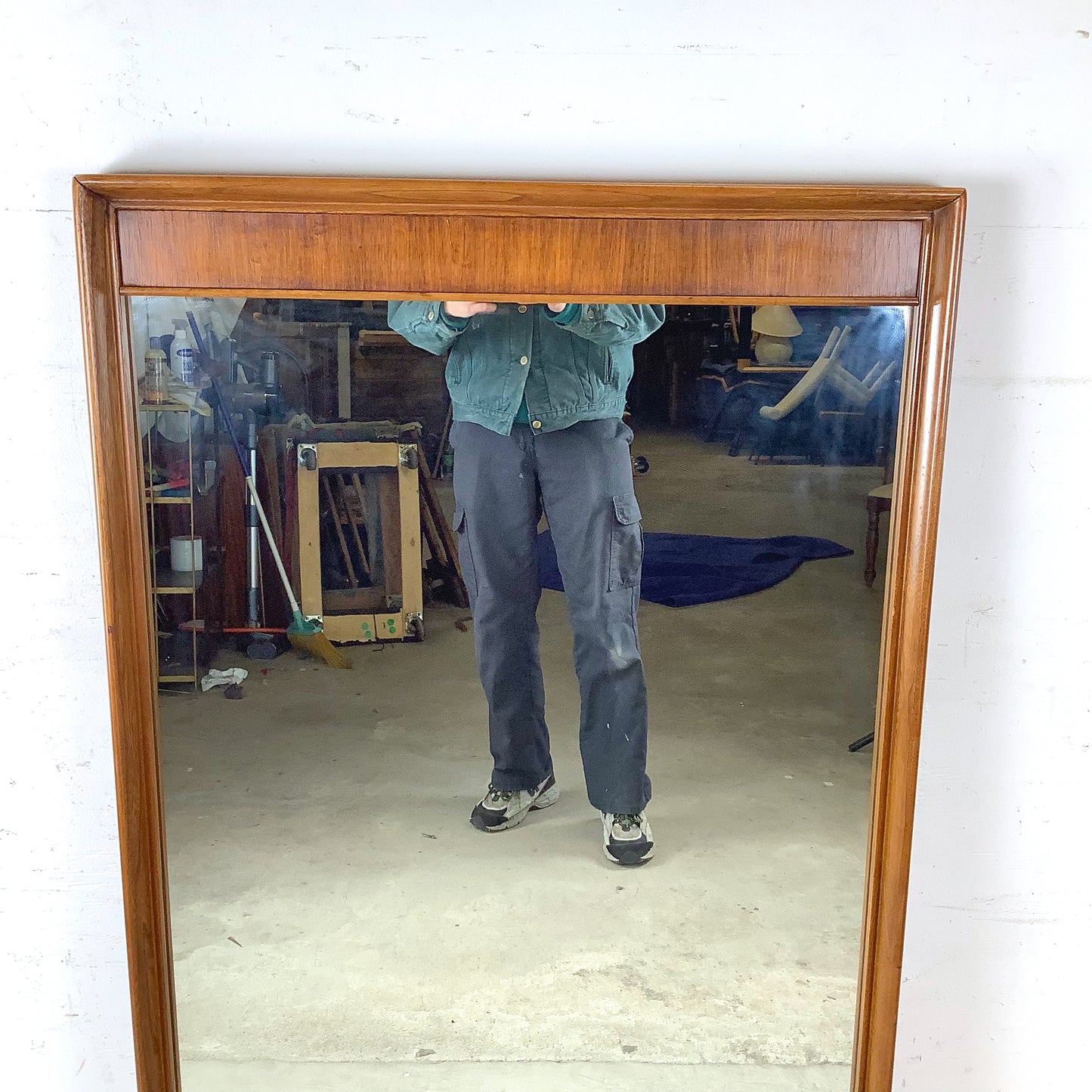 Large Mid-Century American Walnut & Pecan Mirror