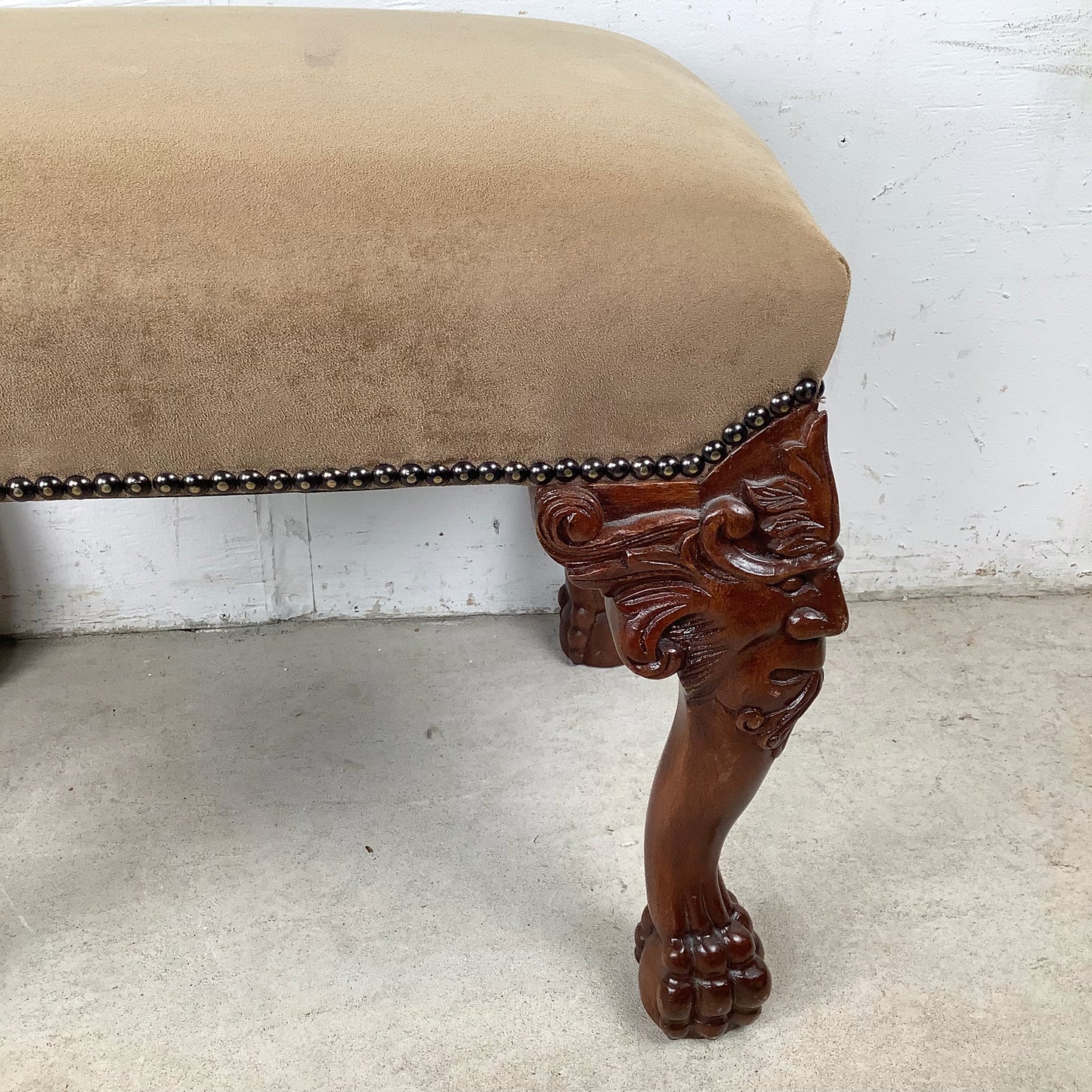 Gothic Revival Carved Grotesque Footstool