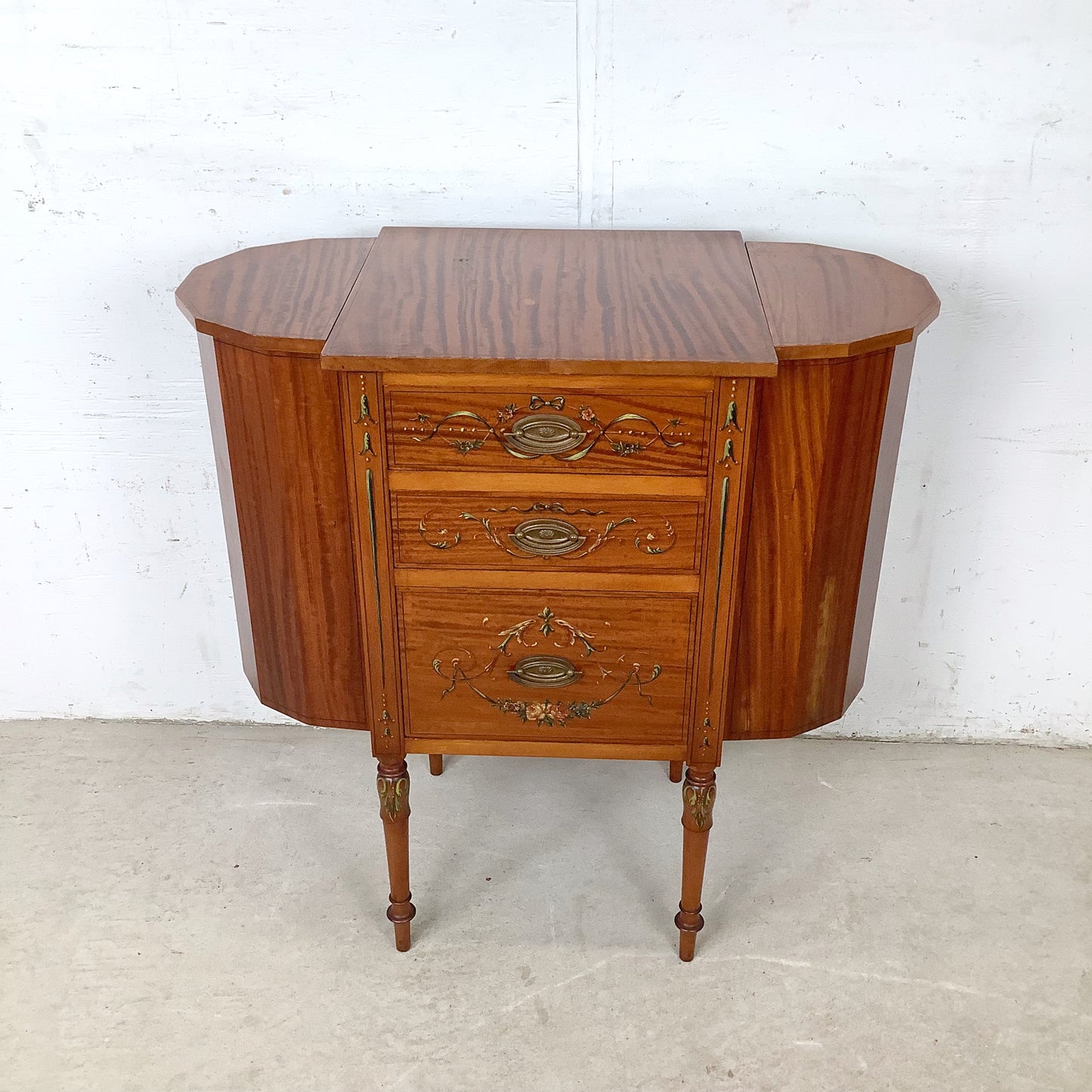 American Adam Revival Satinwood Martha Washington Sewing Cabinet | Aimone Mfg. Co., New York | circa 1900–1919