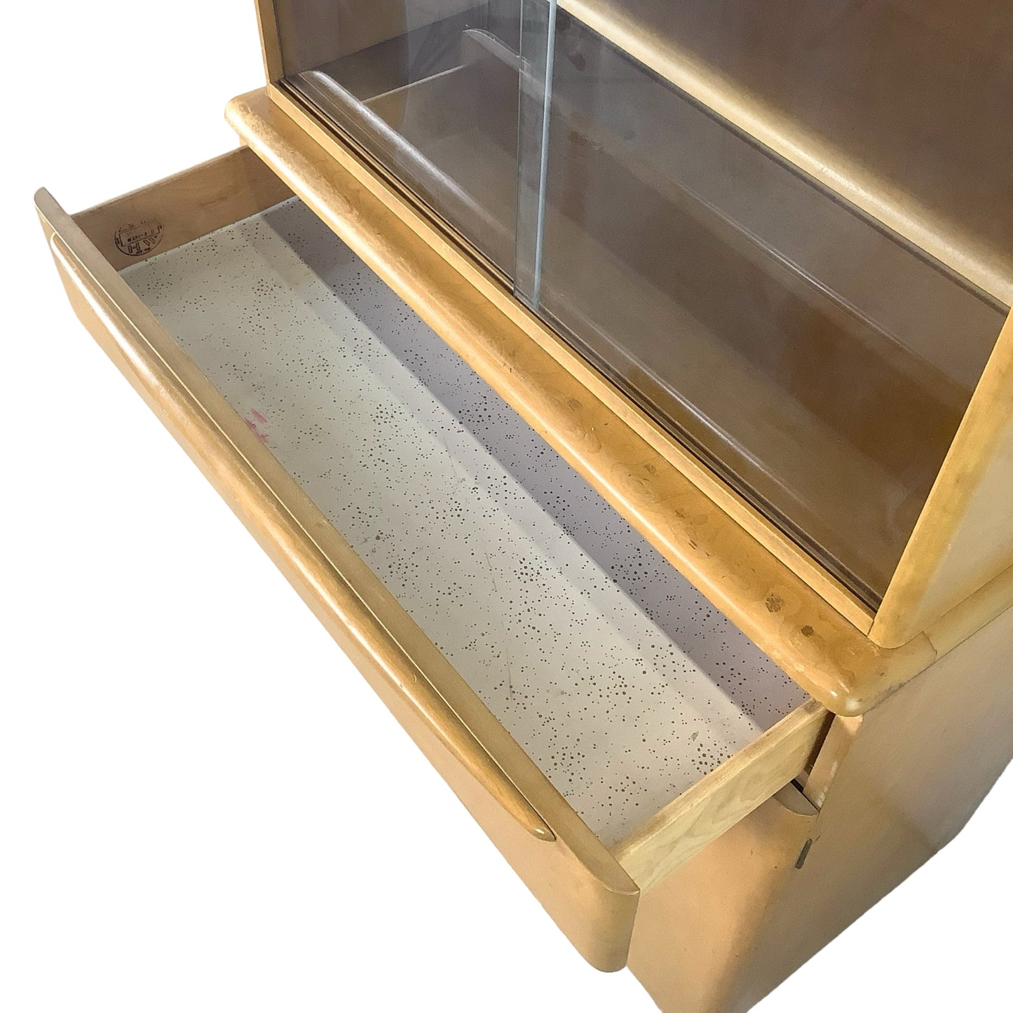 Vintage Heywood-Wakefield Wheat Display Cabinet | Mid-Century Modern