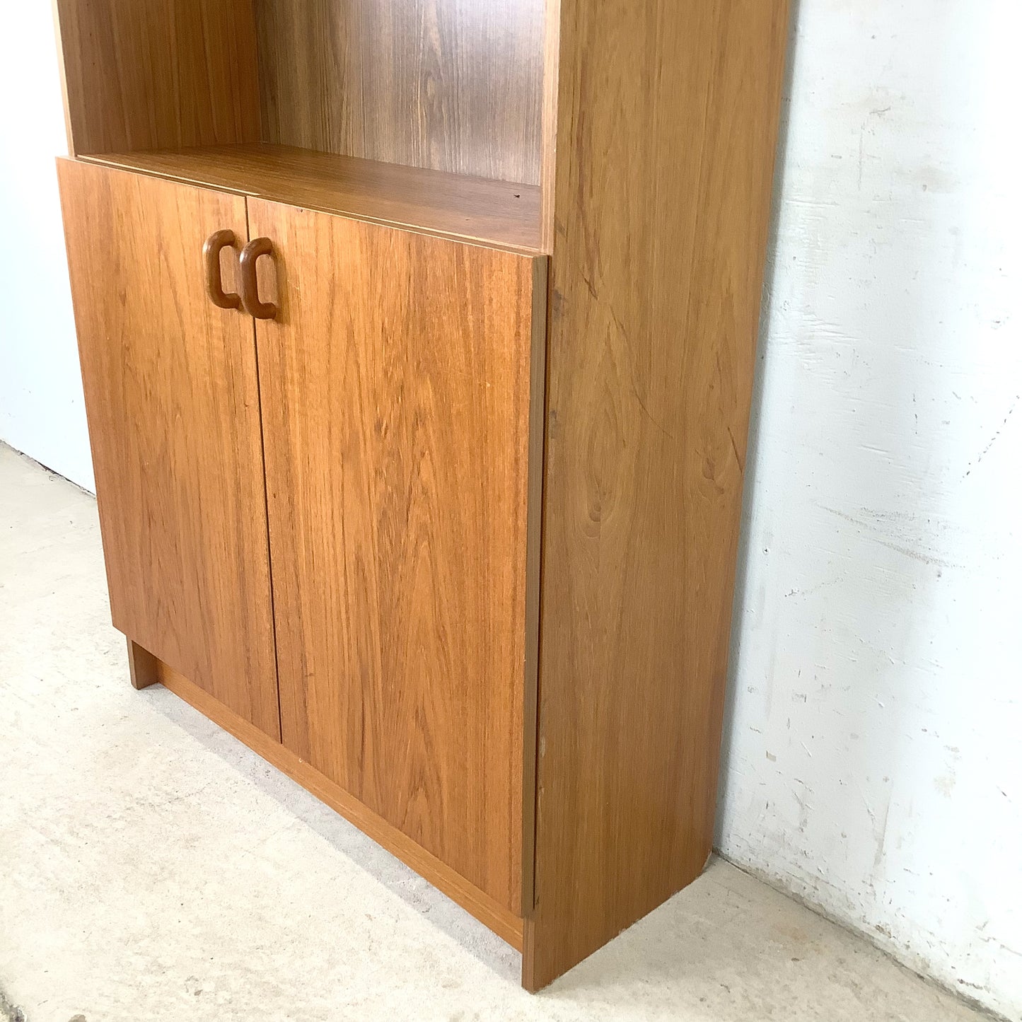  Vintage Scandinavian Modern Teak Bookcase with Lower Cabinet