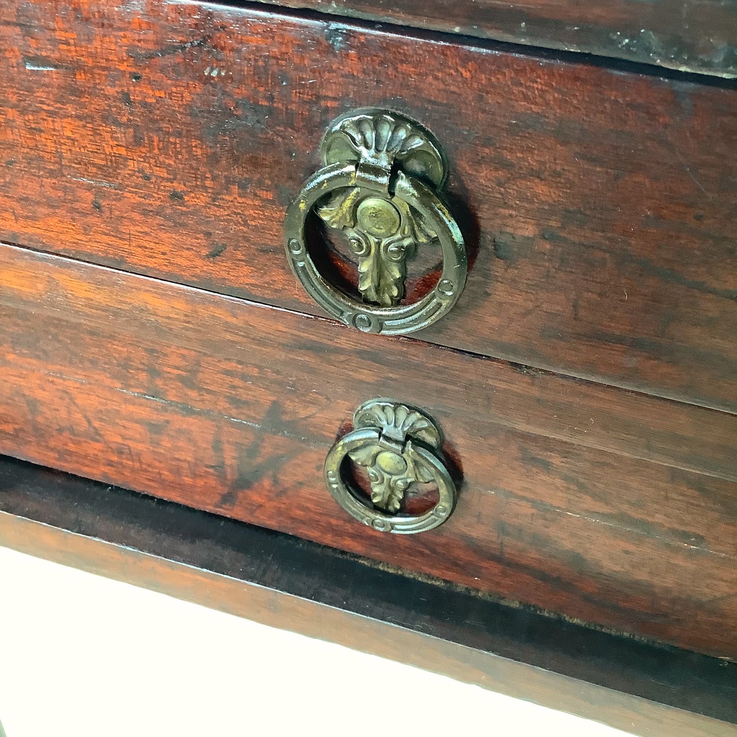 Antique American Federal Mahogany Two-Drawer Stand | Ring-Turned Legs