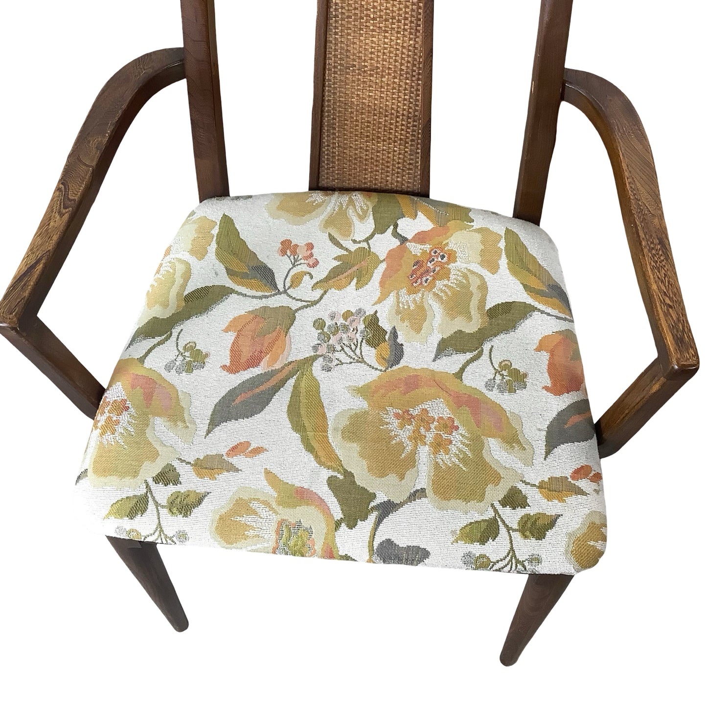 Vintage Mid-Century Modern Walnut & Cane Dining Chairs - Set of 6
