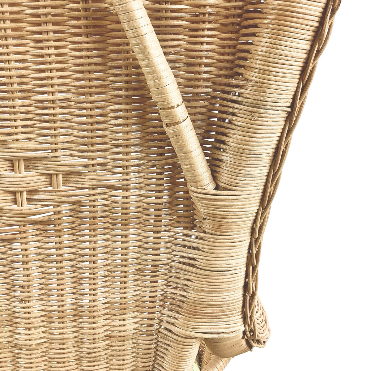 Vintage High-Back Woven Wicker Armchair