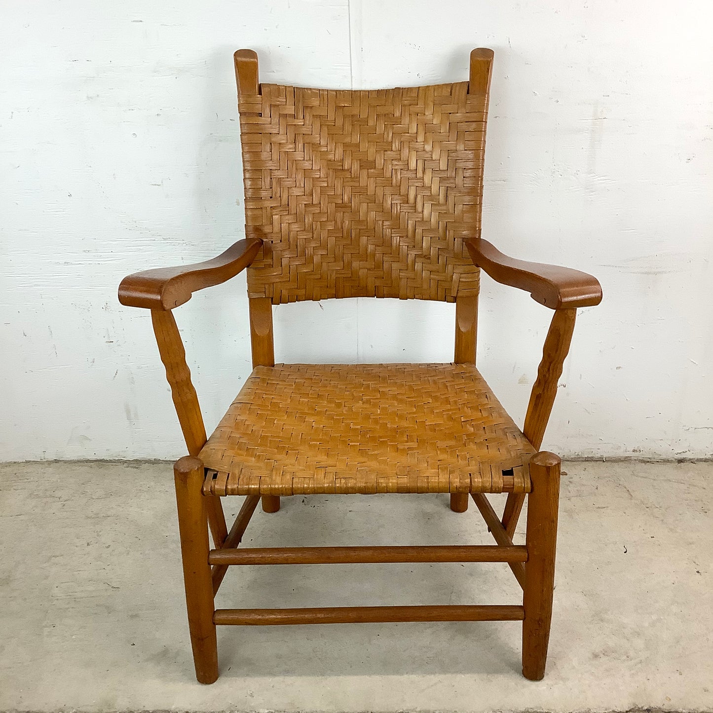 Rustic Vintage Rattan Back Armchair