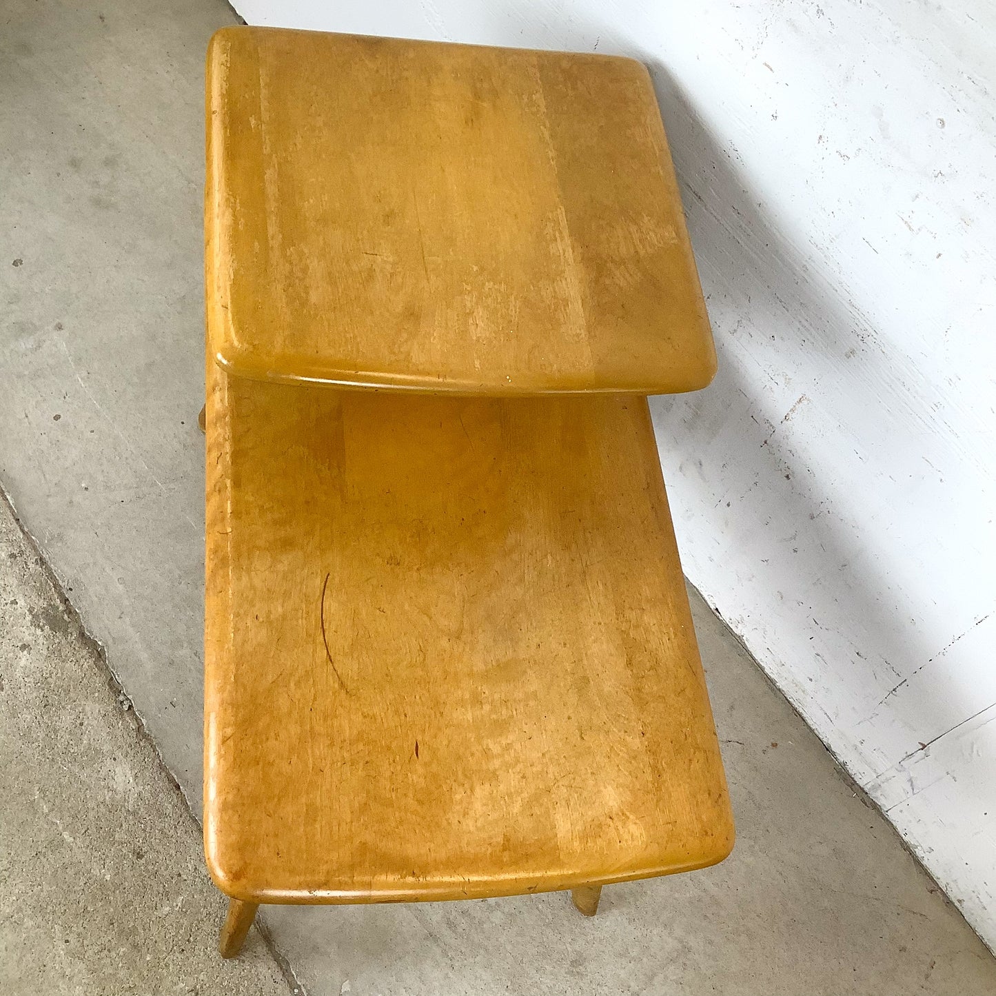 Vintage Heywood-Wakefield Birch Step End Table | Mid-Century Modern Two-Tier Side Table