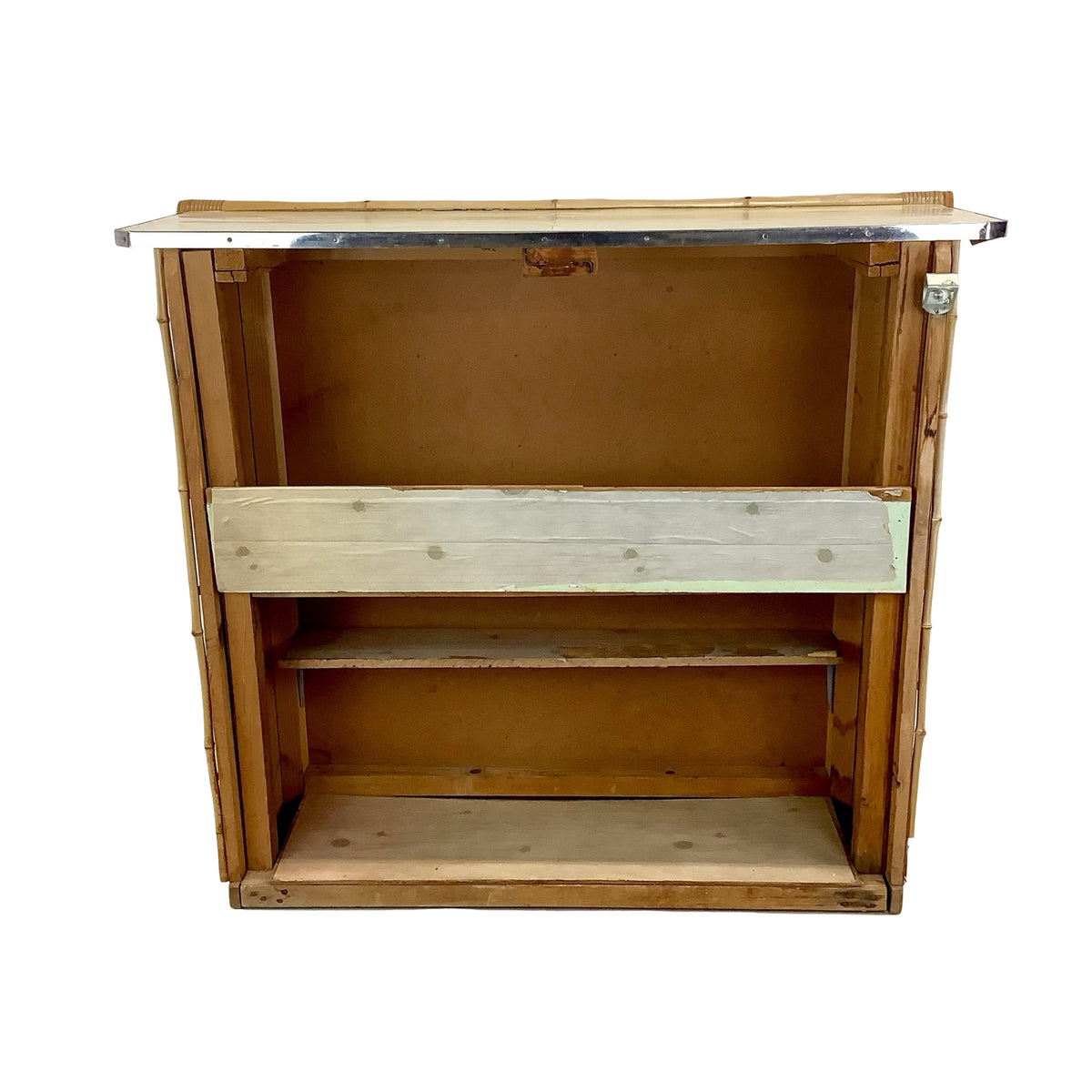 Vintage Bamboo &amp; Woven Rattan Freestanding Cocktail Bar