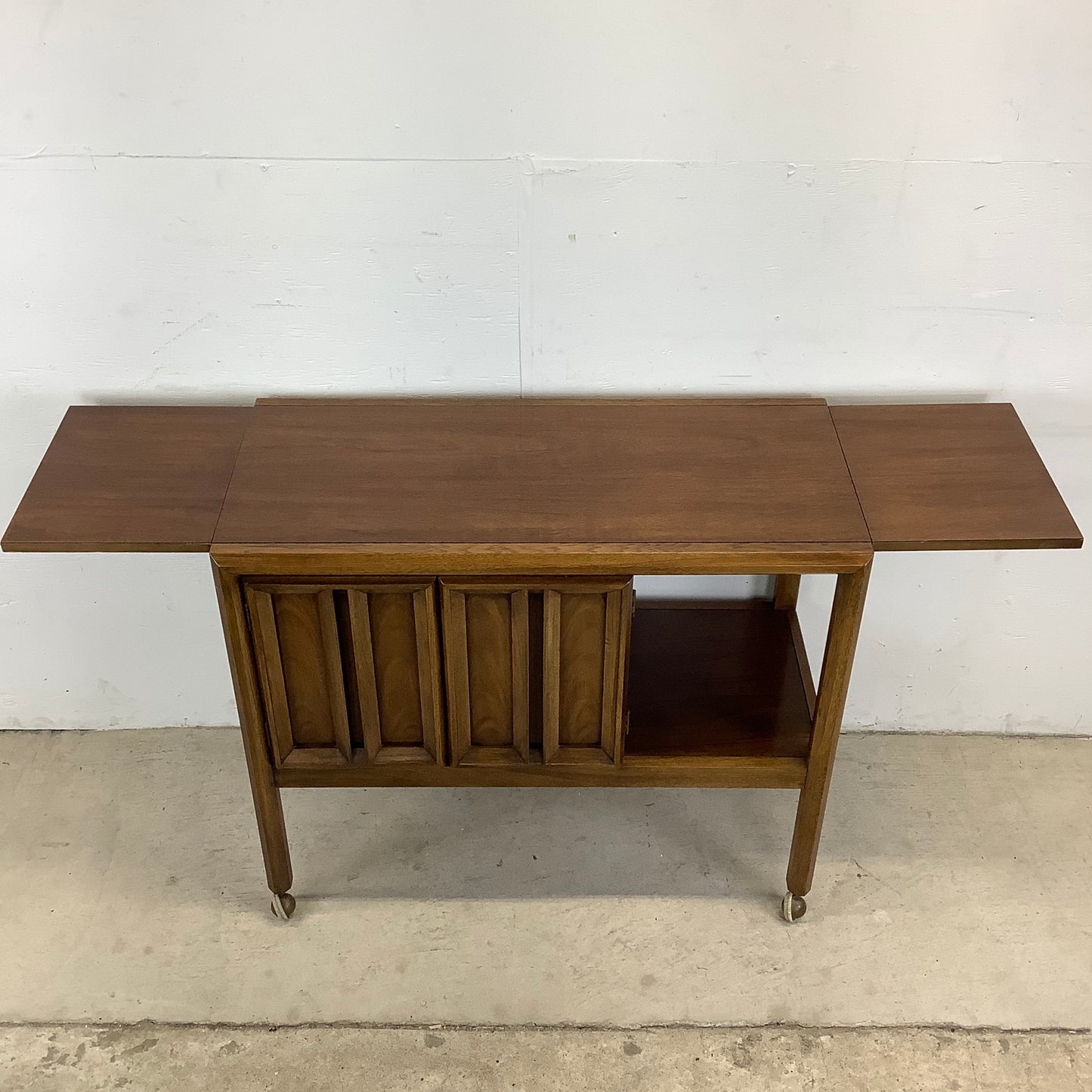 Mid-Century Modern Walnut Bar Cart With Leaves