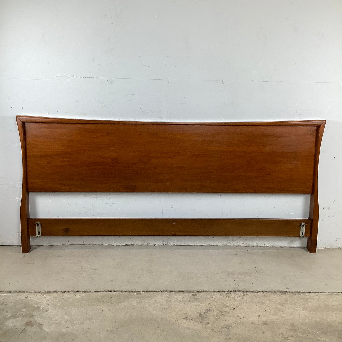 Sculptural MCM Walnut King Headboard