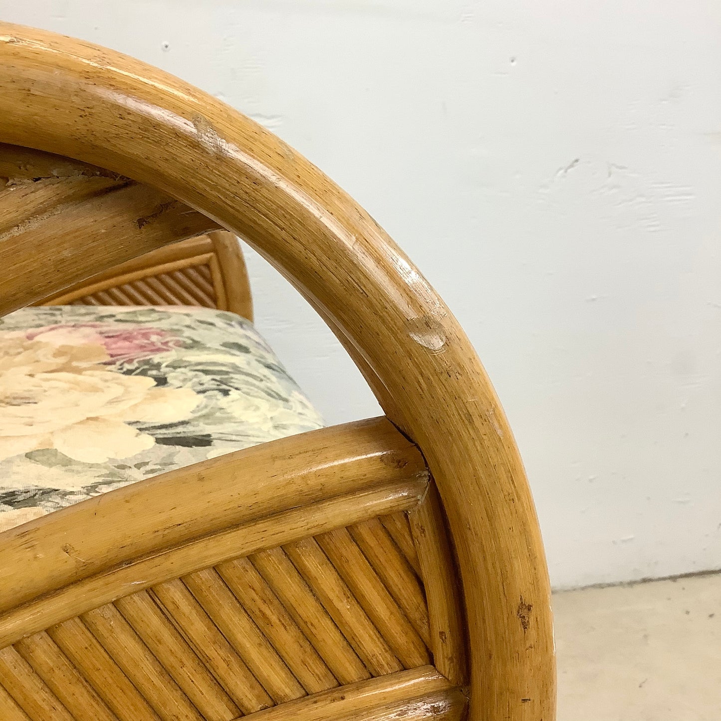 Pair Vintage Coastal Rattan Lounge Chairs