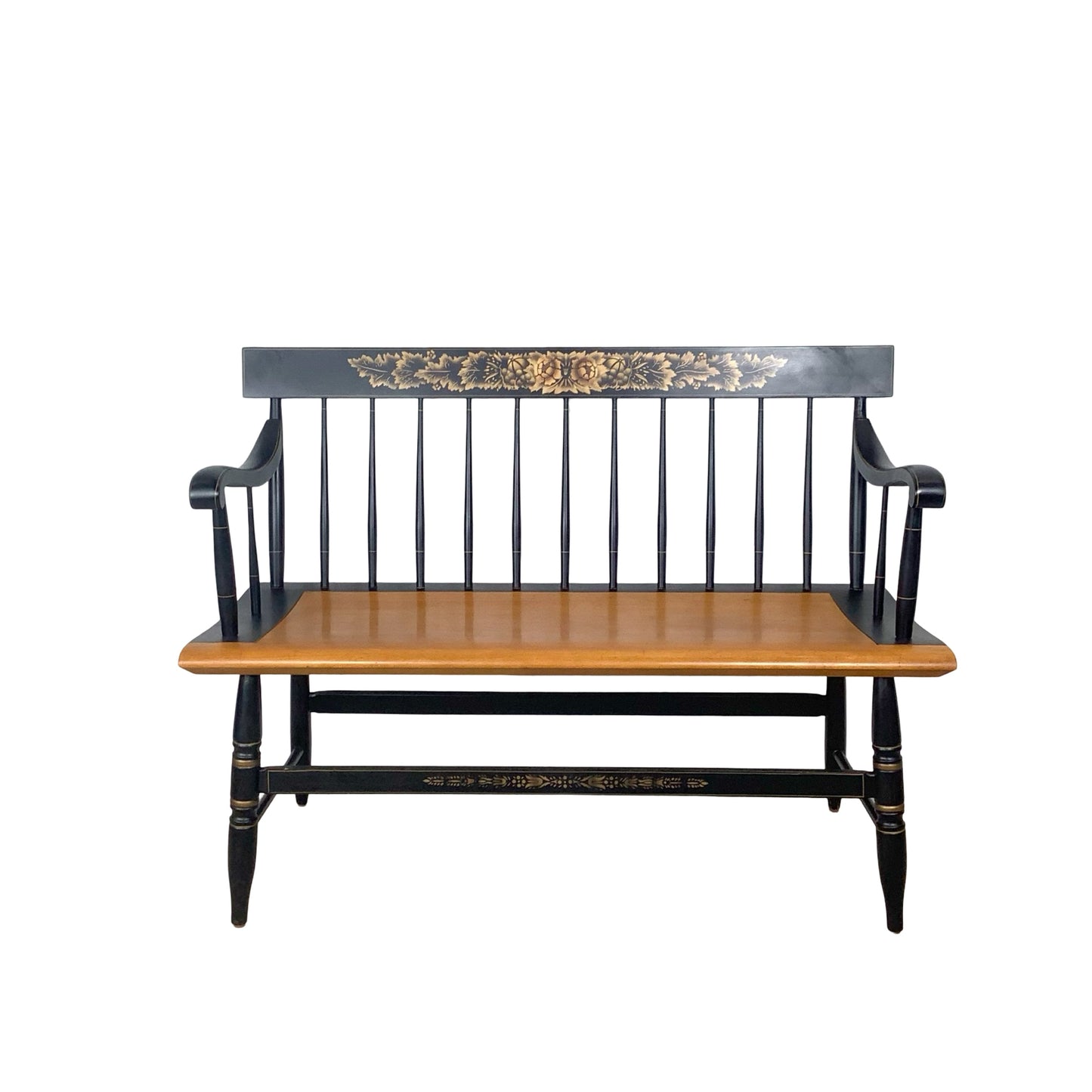 Vintage Hitchcock Style Stenciled Bench | Nichols & Stone Style Settee