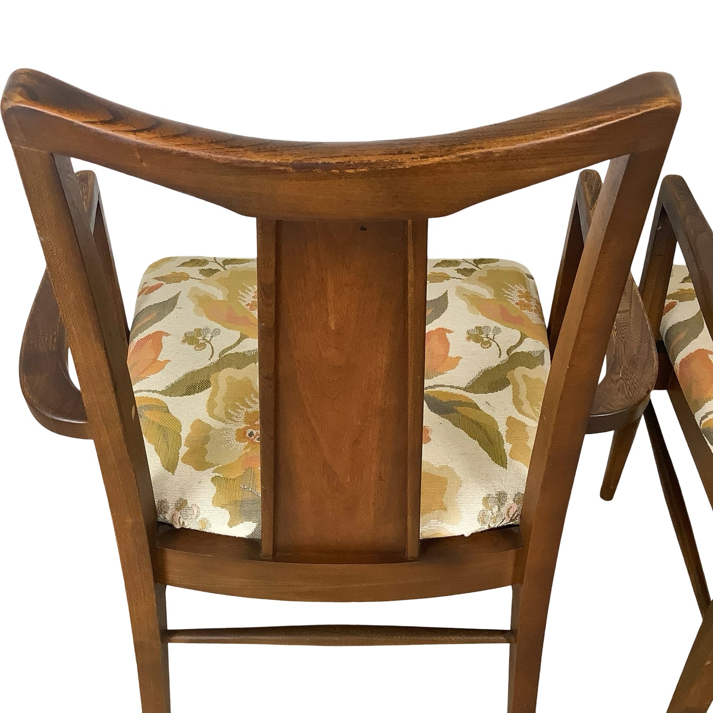 Vintage Mid-Century Modern Walnut & Cane Dining Chairs - Set of 6