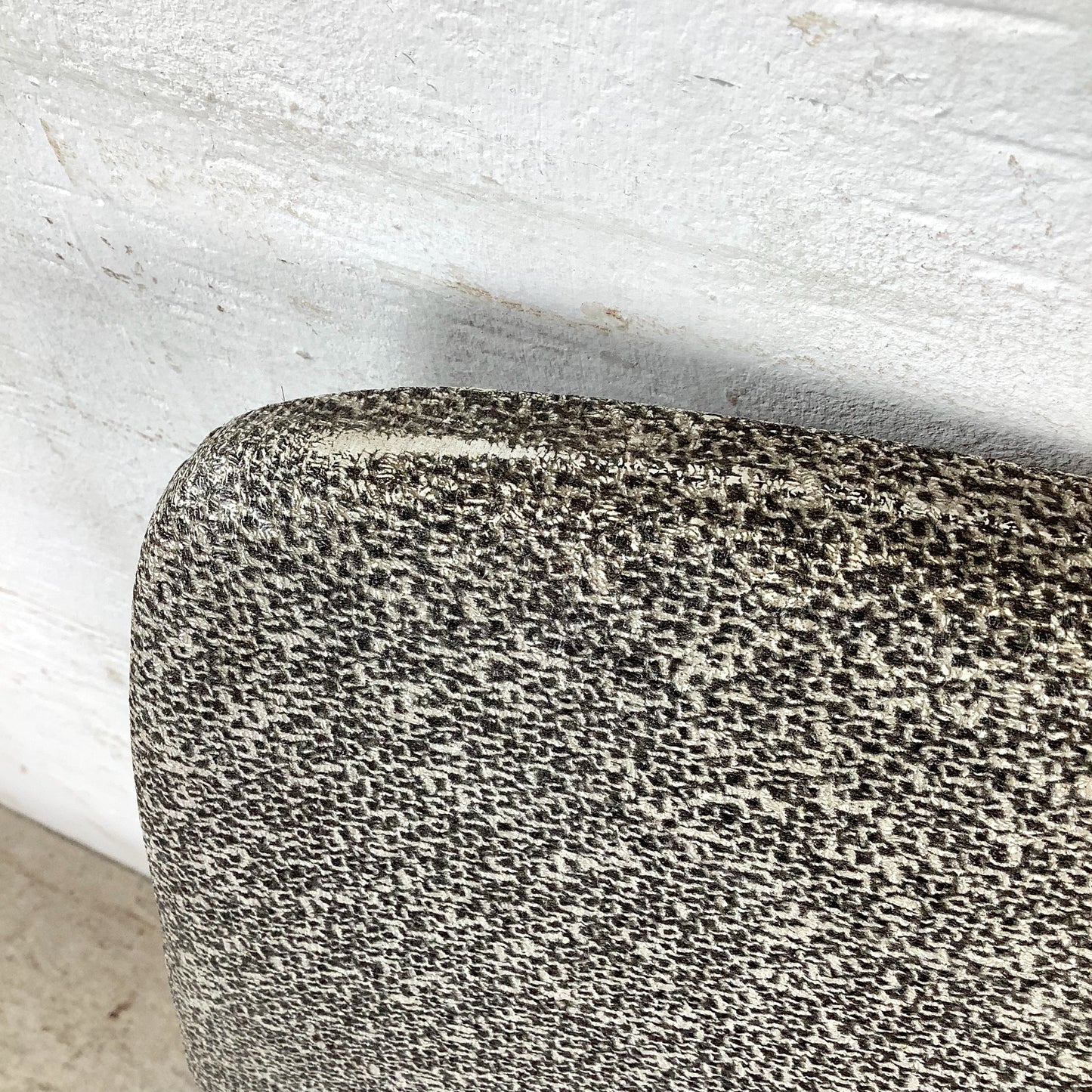 Vintage Mid-Century Modern Iron Rod Side Chair | Paul McCobb / Arbuck Manner | Gray Tweed Back | Black Vinyl Seat | c. 1950s