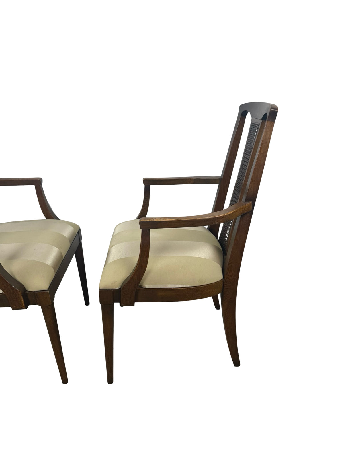 Pair of Mid-Century Modern High-Back Cane Dining Armchairs, Stamped Denmark