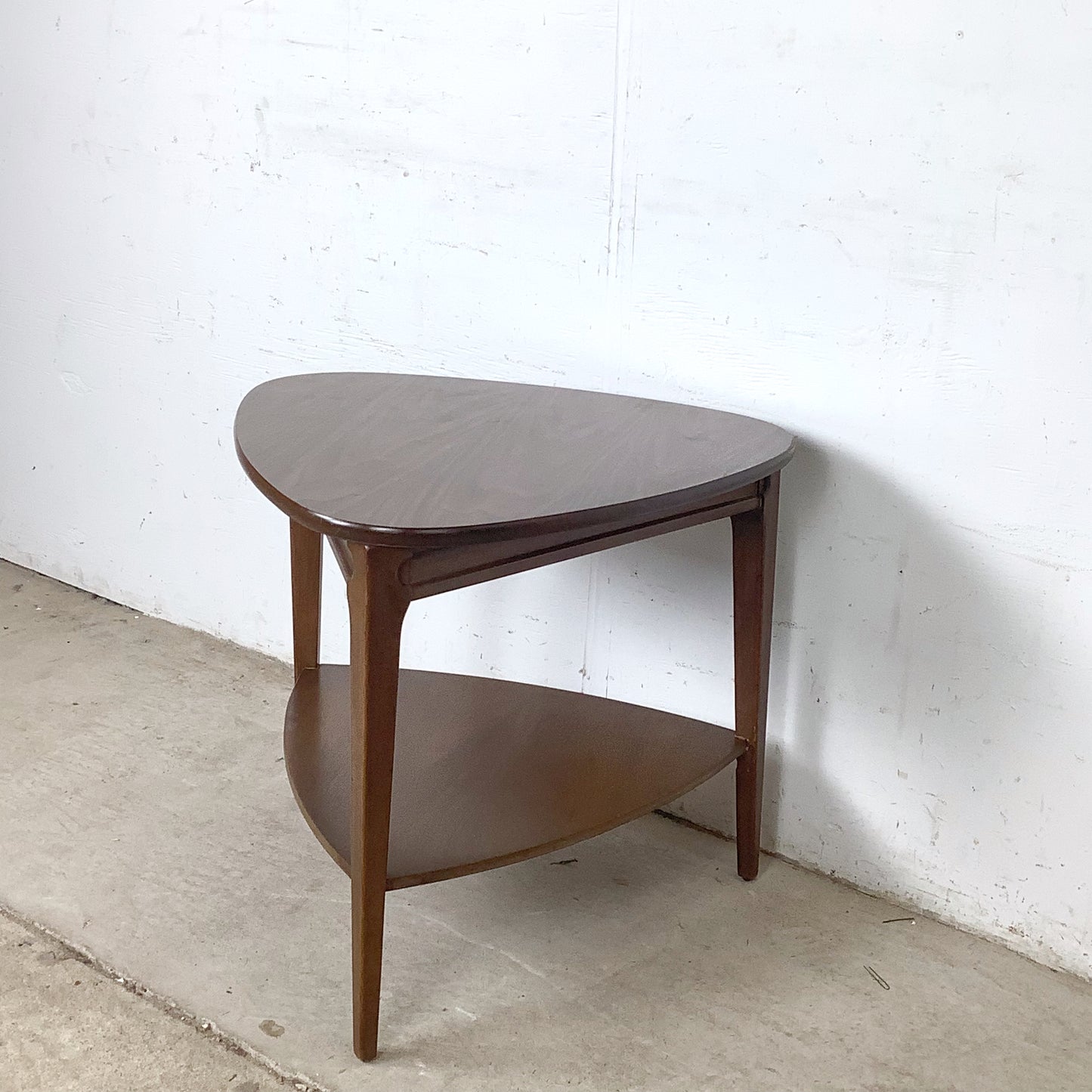 Pair of Two-Tier Triangular End Tables | Mid-Century Modern
