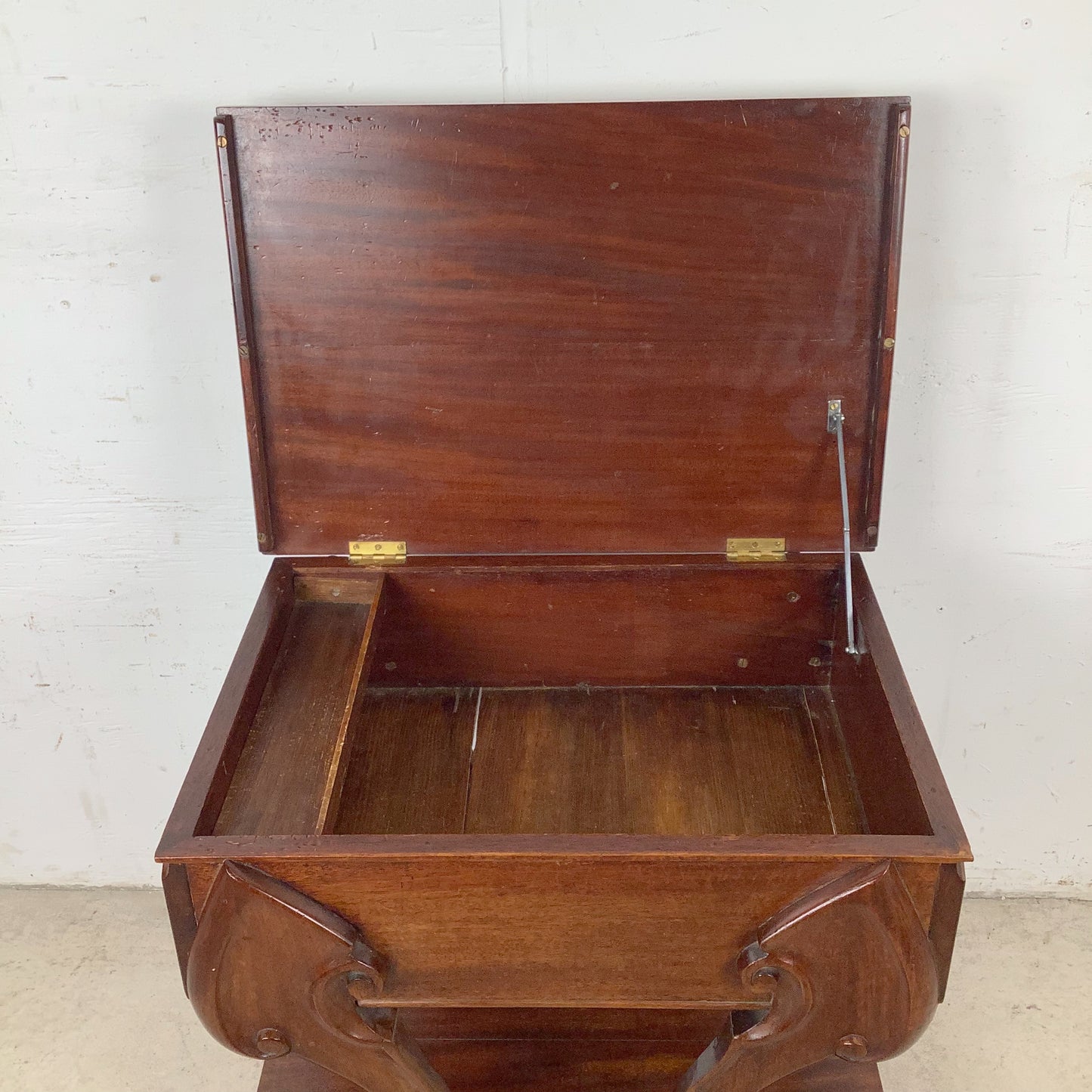 Neoclassical Revival Stool with Storage and Upholstered Top