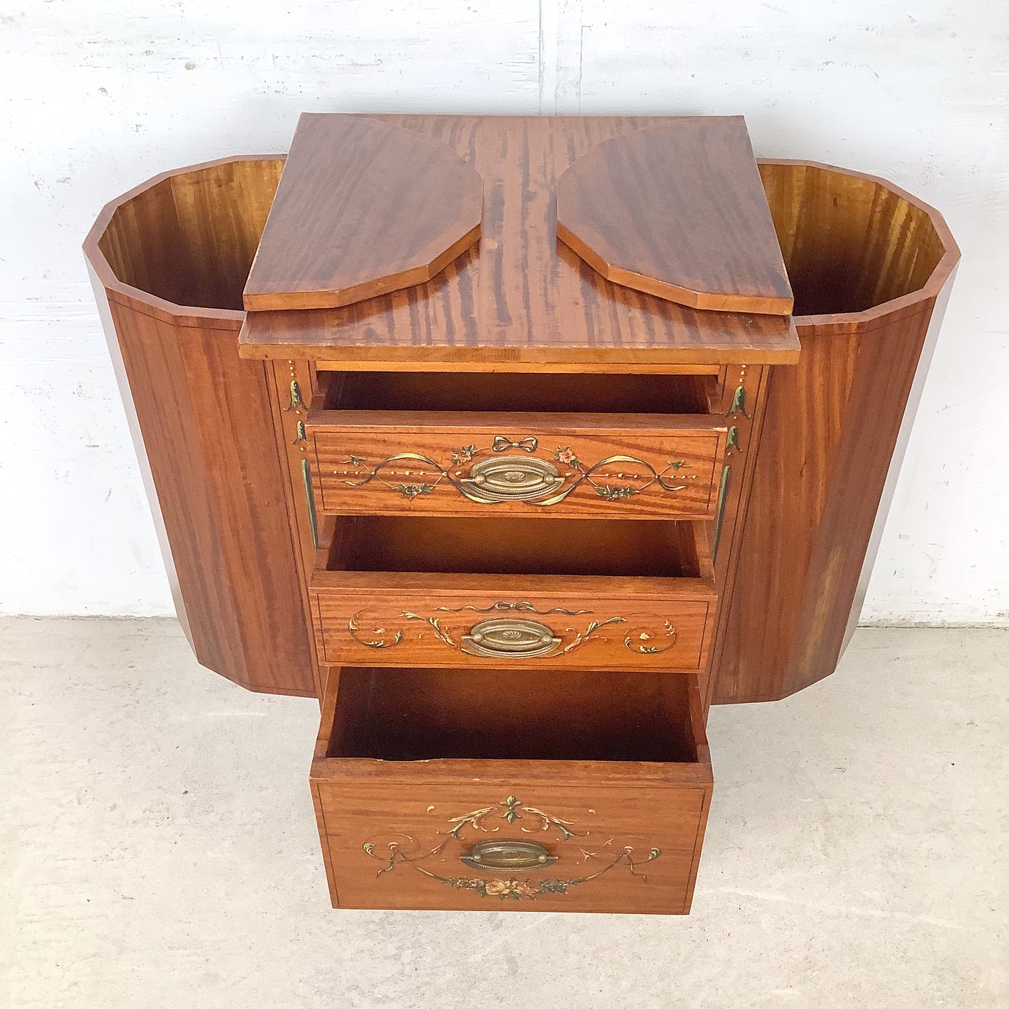 American Adam Revival Satinwood Martha Washington Sewing Cabinet | Aimone Mfg. Co., New York | circa 1900–1919