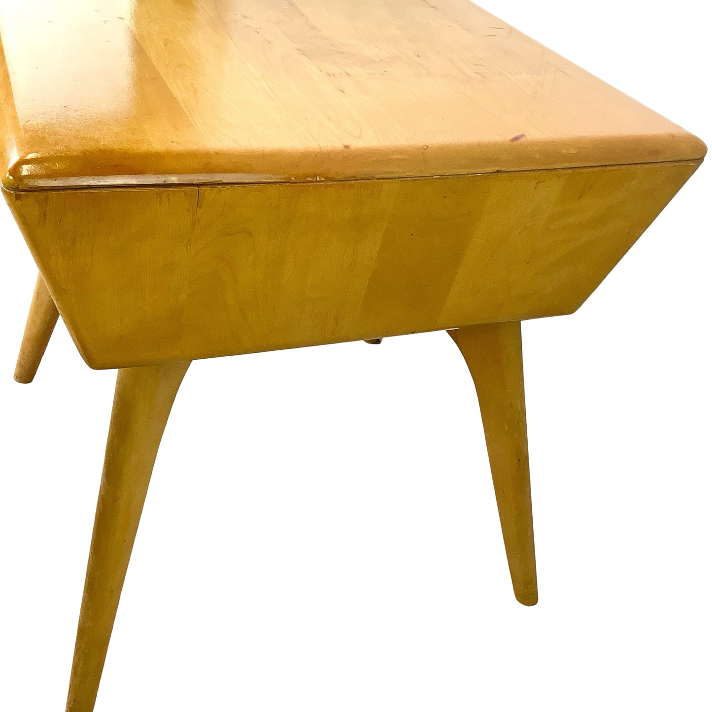 Heywood-Wakefield Solid Birch Encore Open Cubby Lamp Table (Wheat Finish)