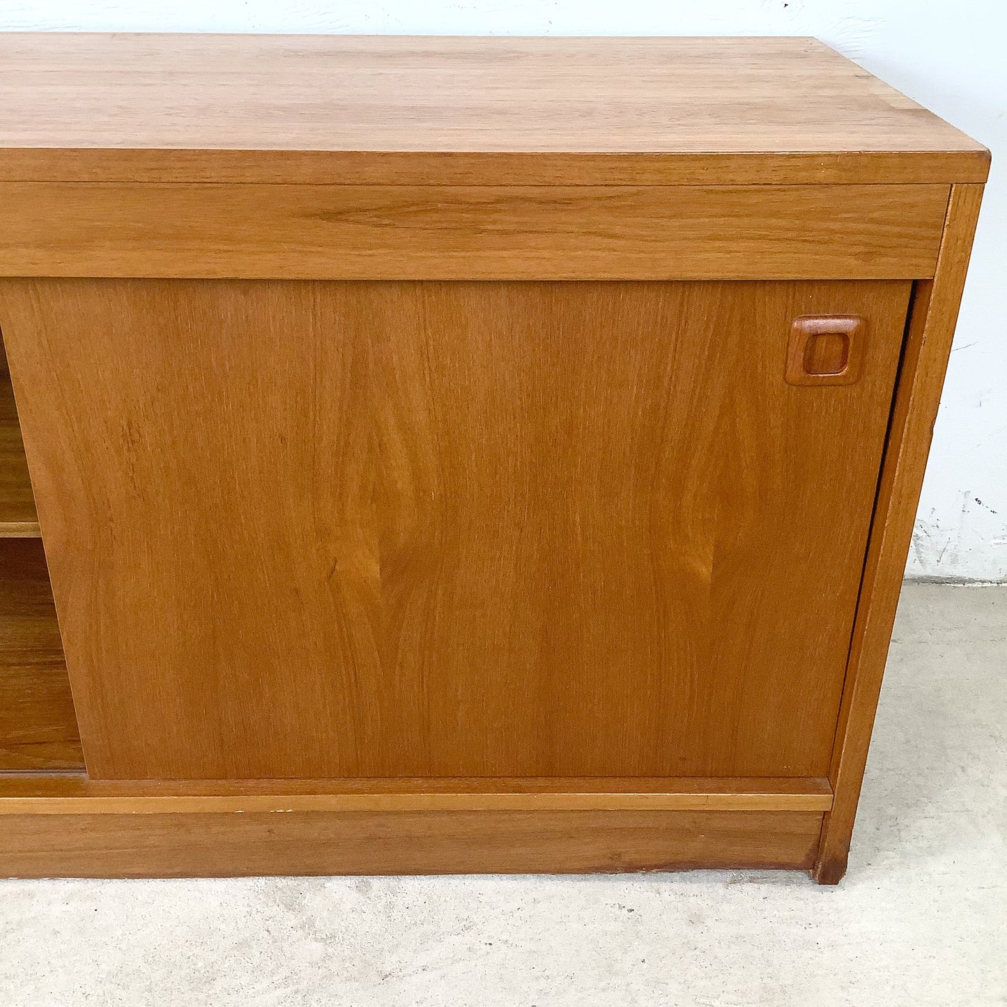 Vintage Scandinavian Modern Teak Credenza & Media Cabinet with Sliding Doors