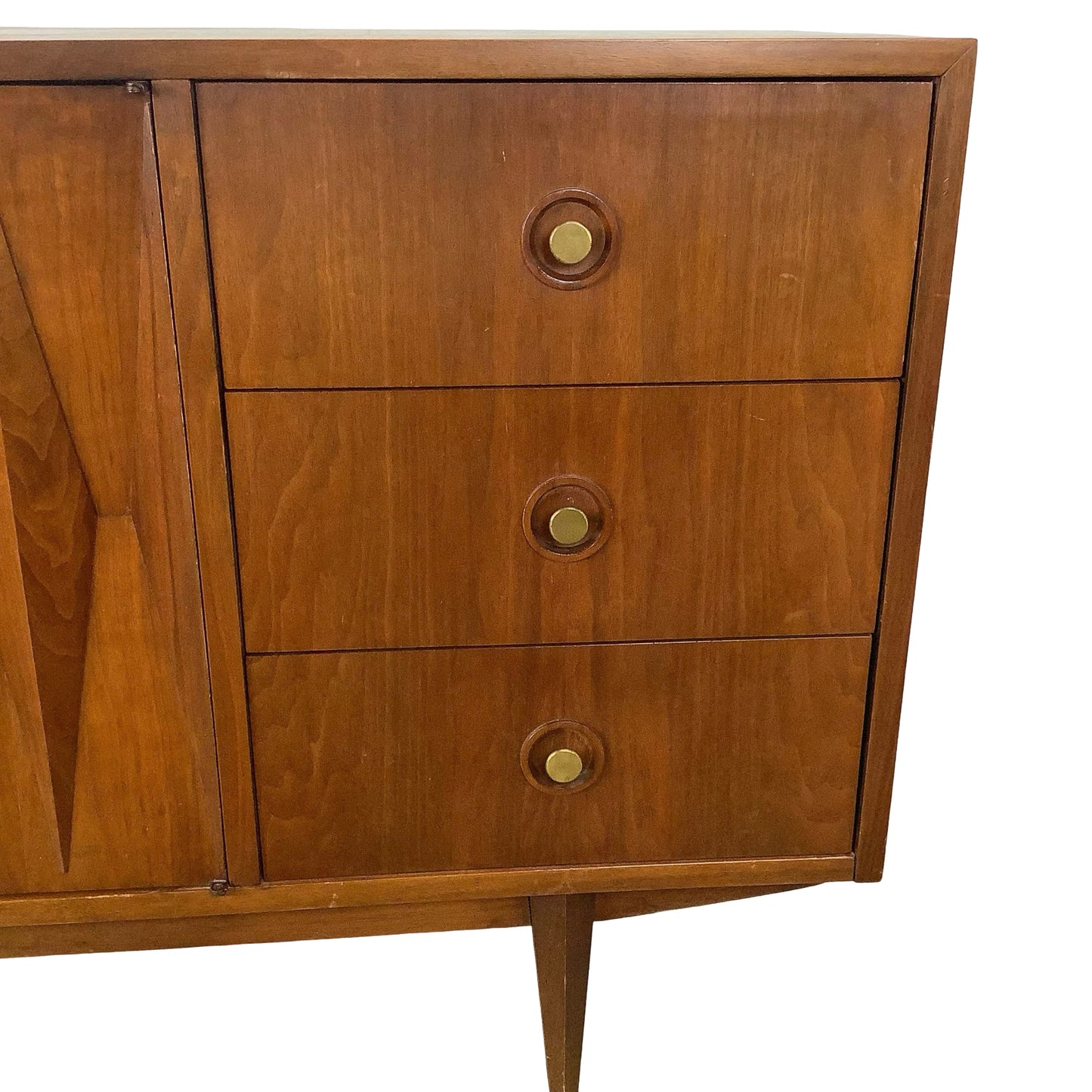 Merton Gershun for American of Martinsville "Harlequin" Walnut Mid-Century Modern Triple Dresser