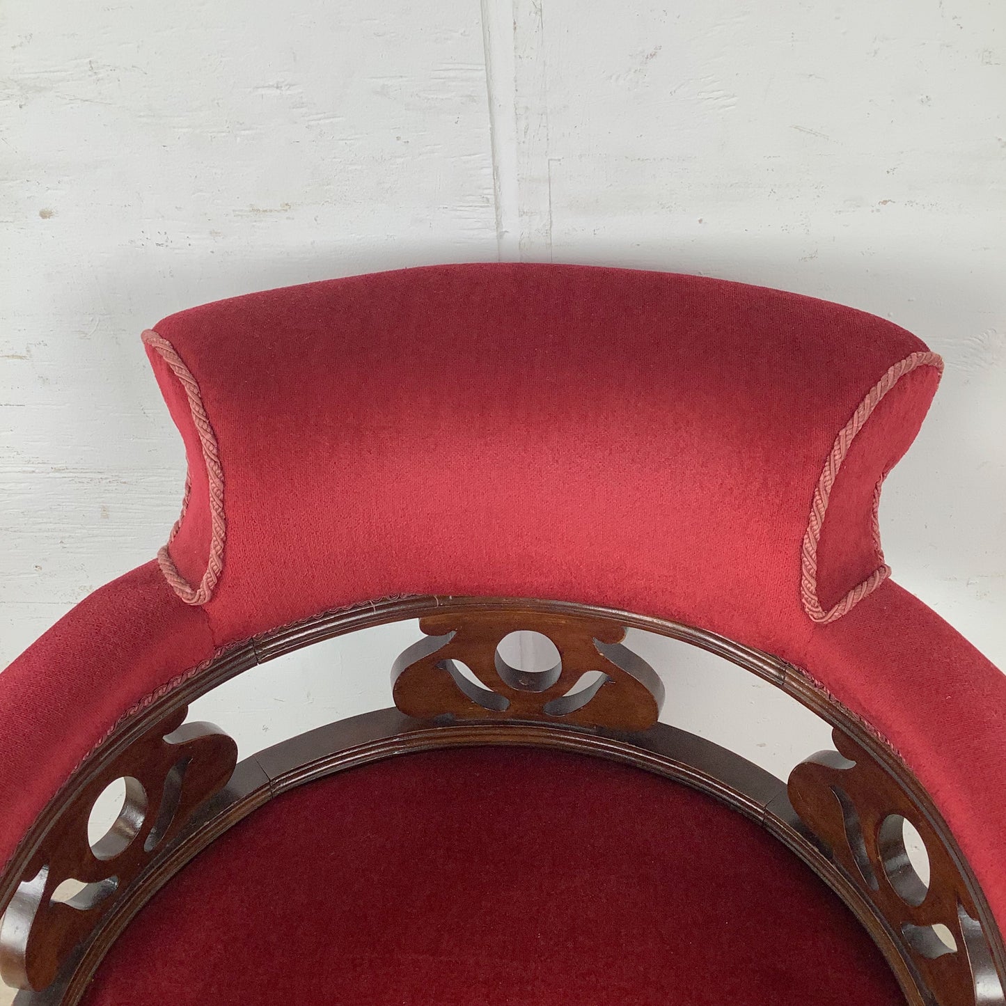 Empire Revival Upholstered Armchair in Red Velvet