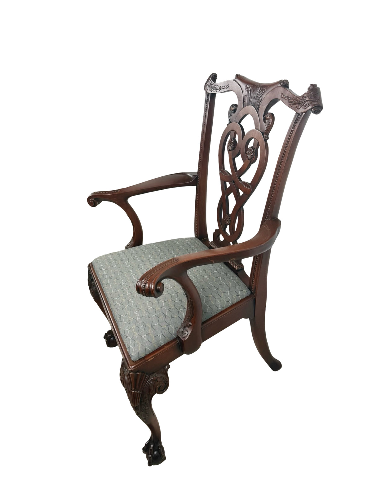 Vintage Maitland-Smith Chippendale Carved Armchair with Ball-and-Claw Feet