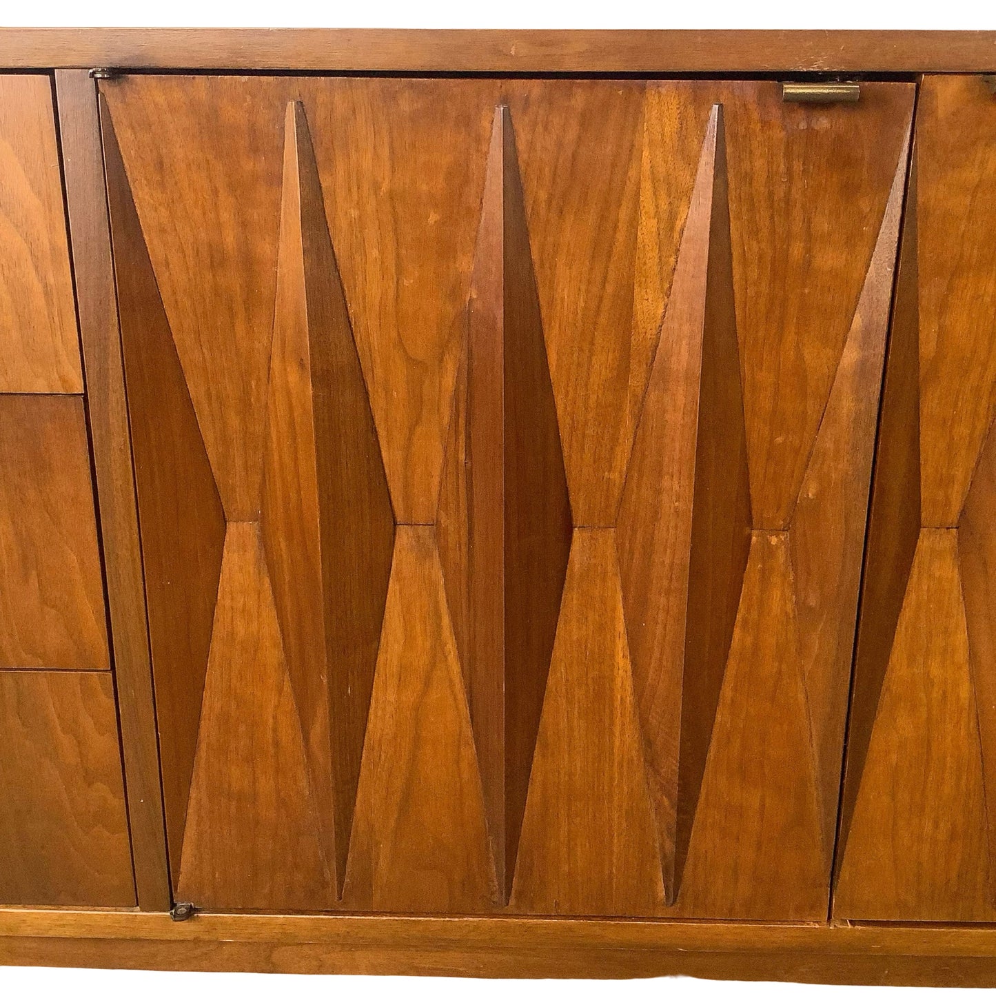 Merton Gershun for American of Martinsville "Harlequin" Walnut Mid-Century Modern Triple Dresser