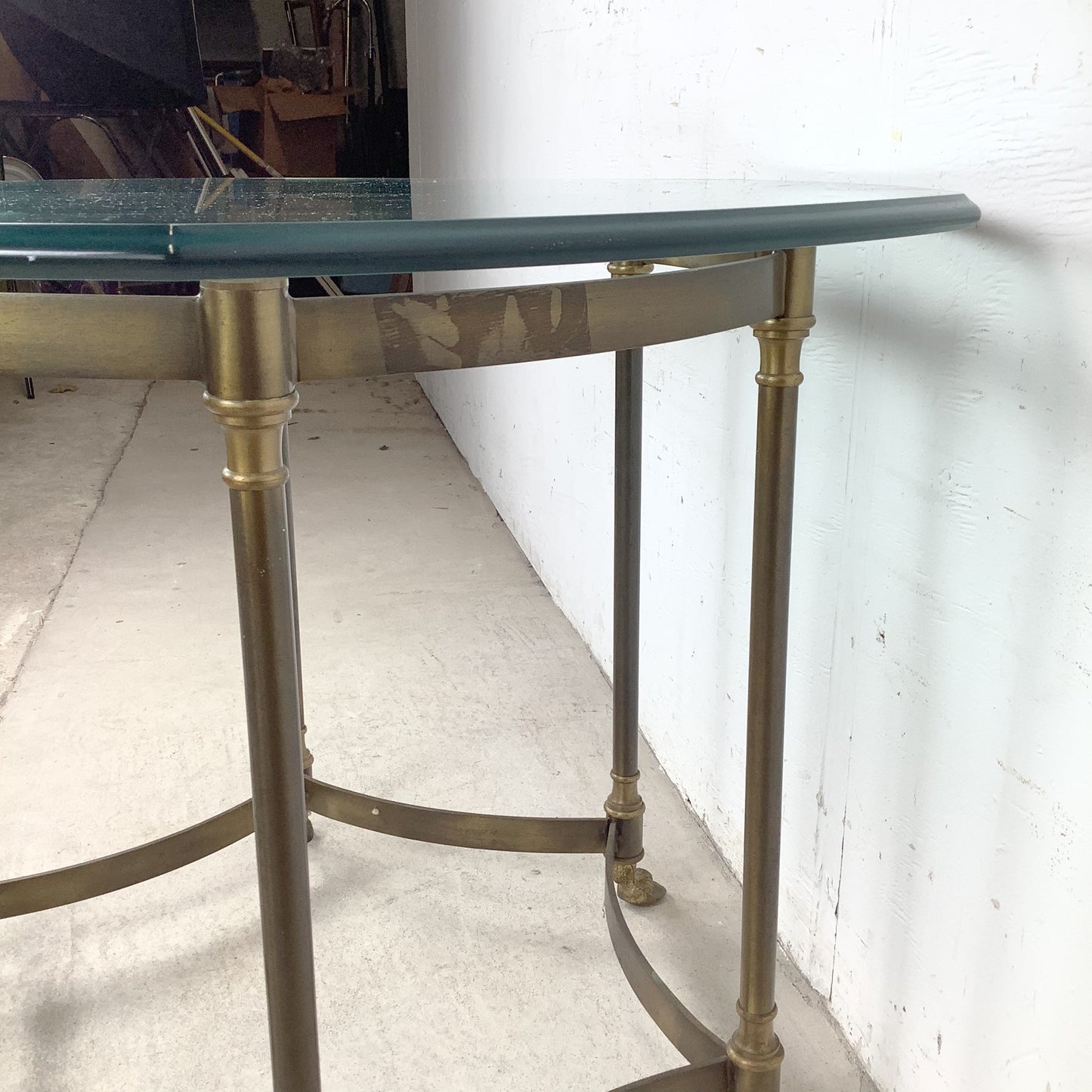 Vintage Brass & Octagonal Glass Accent Side Table in the Style of La Barge