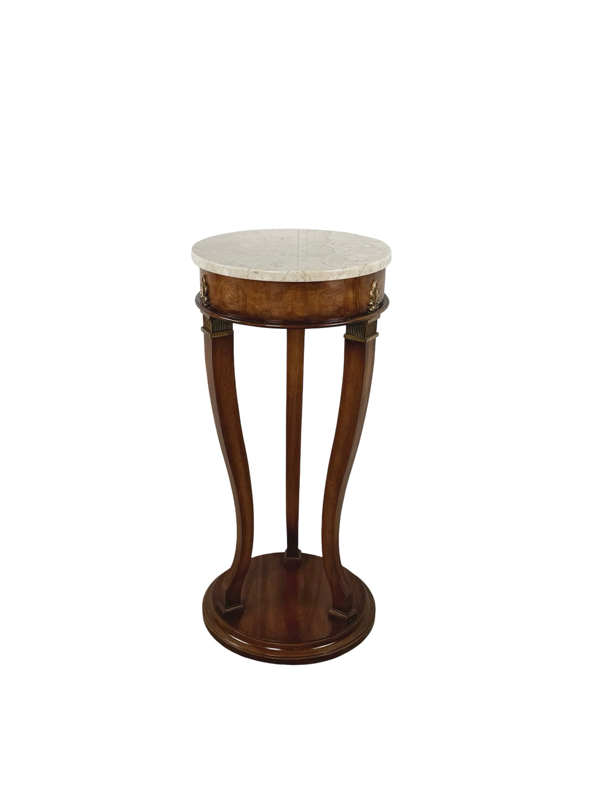 Vintage Neoclassical Italian Marble-Top Pedestal Side Table