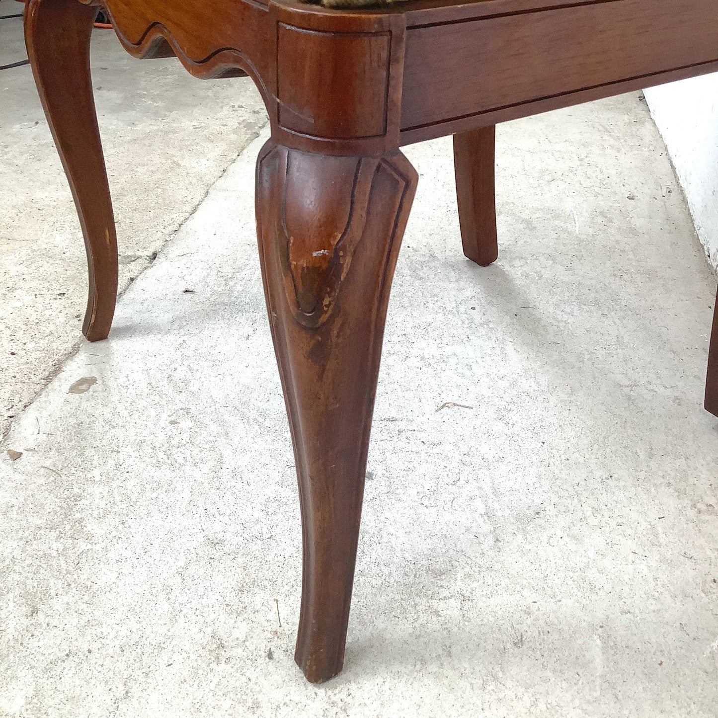 Vintage Queen Anne Style Side Chair with Needlepoint Upholstered Seat