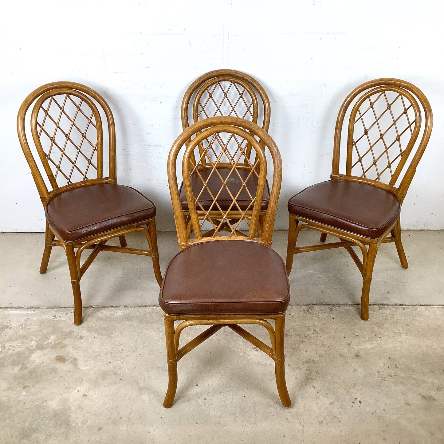 Set of Four Vintage Rattan Dining Chairs