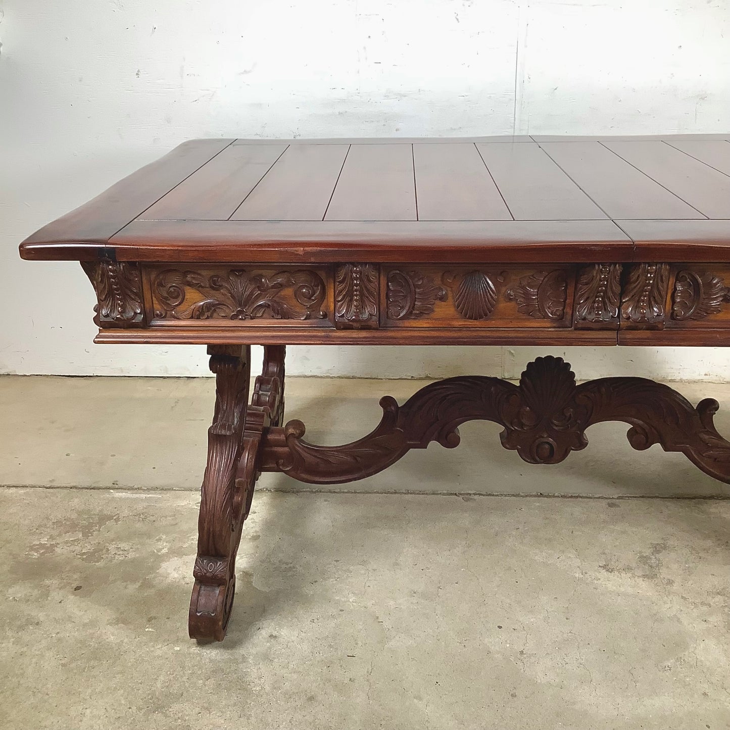 Spanish Revival Carved Extension Dining Table by Berkey & Gay