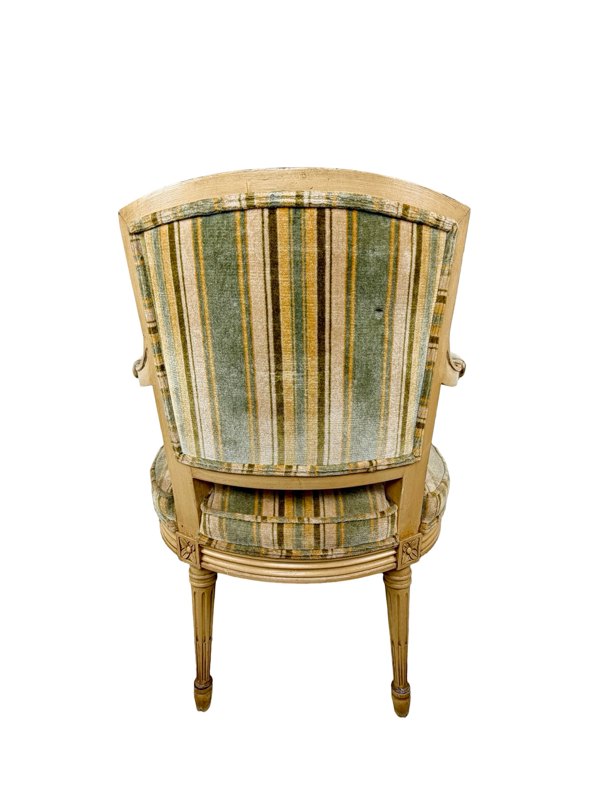 Vintage Neoclassical X-Back Side Chair with Striped Upholstered Seat