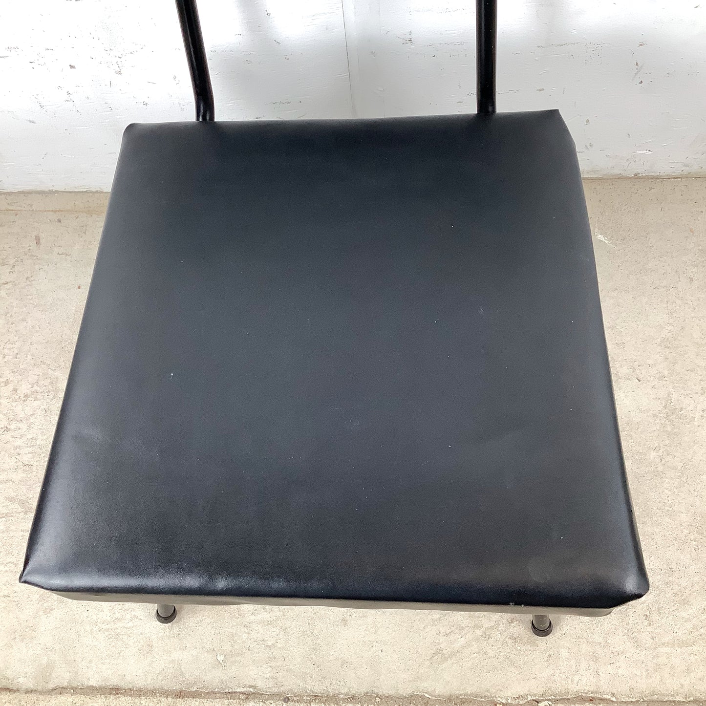 Vintage Mid-Century Modern Iron Rod Side Chair | Forest Green Tweed Back | Black Vinyl Seat | Paul McCobb / Arbuck Manner | c. 1950s