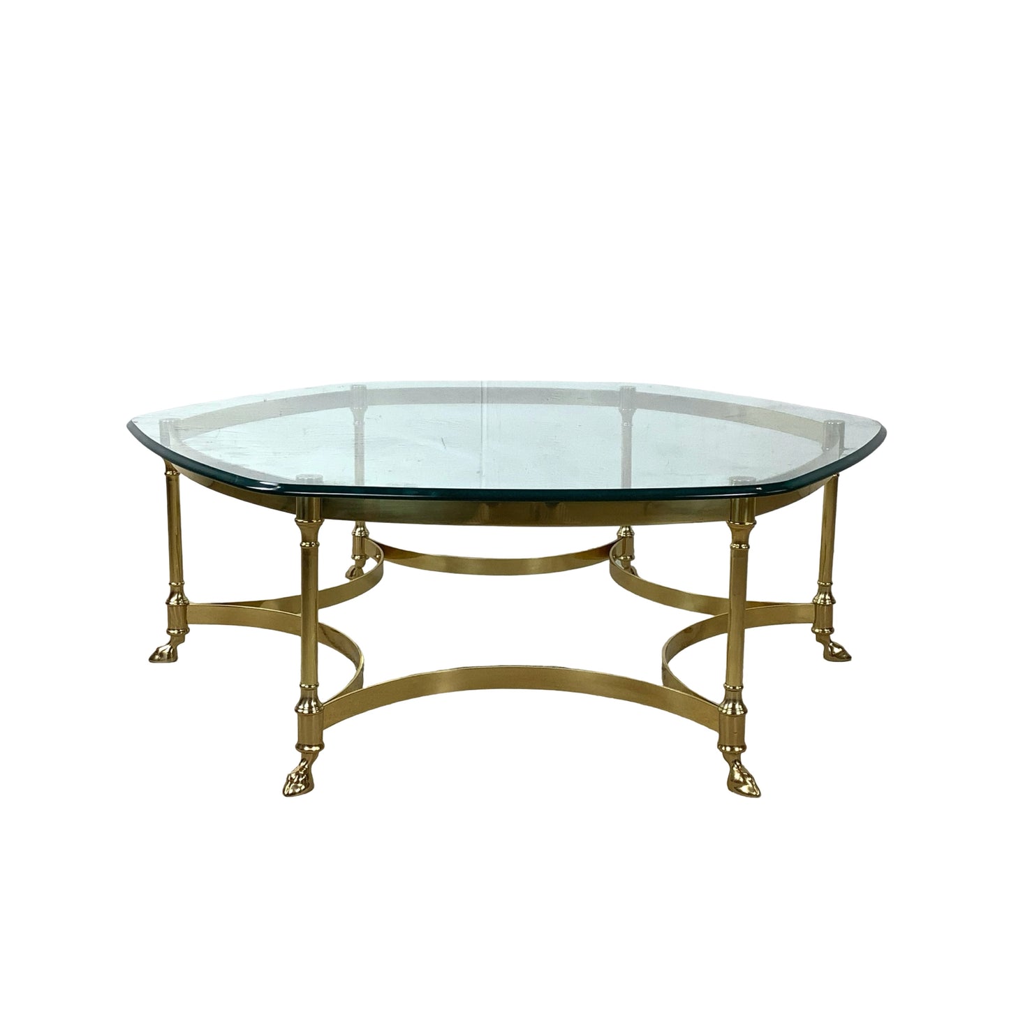 Sculptural Hollywood Regency Brass &amp; Glass Coffee Table