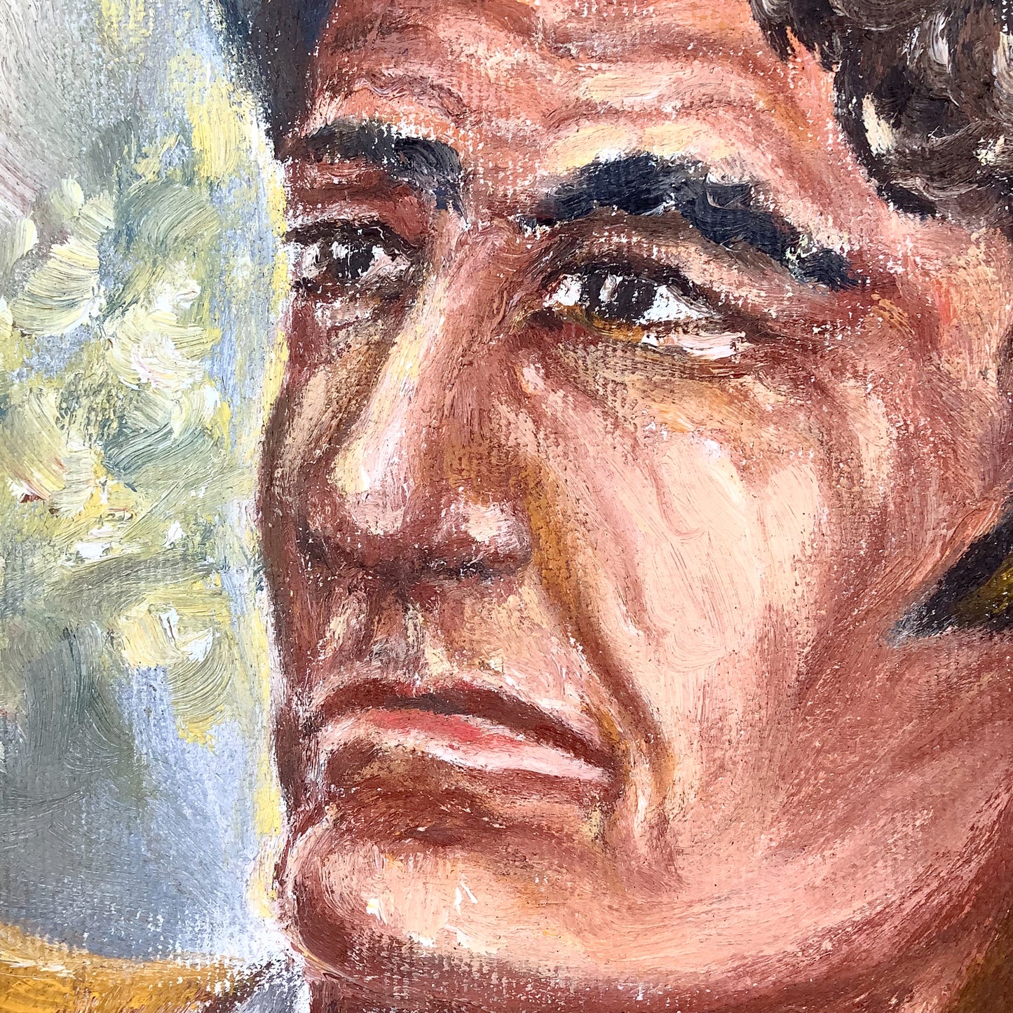 Mid-Century Figurative Oil Painting of Seated Woodsman — Jules Wisneski