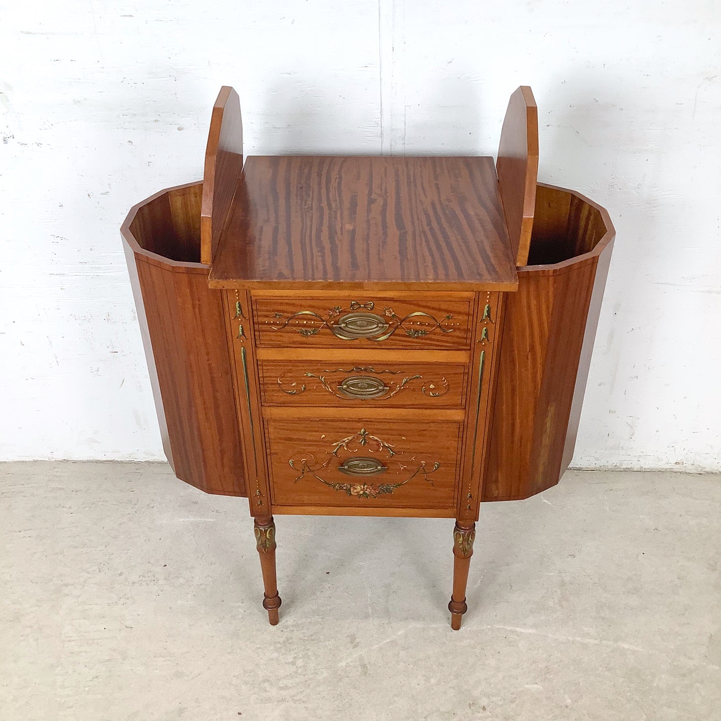 American Adam Revival Satinwood Martha Washington Sewing Cabinet | Aimone Mfg. Co., New York | circa 1900–1919